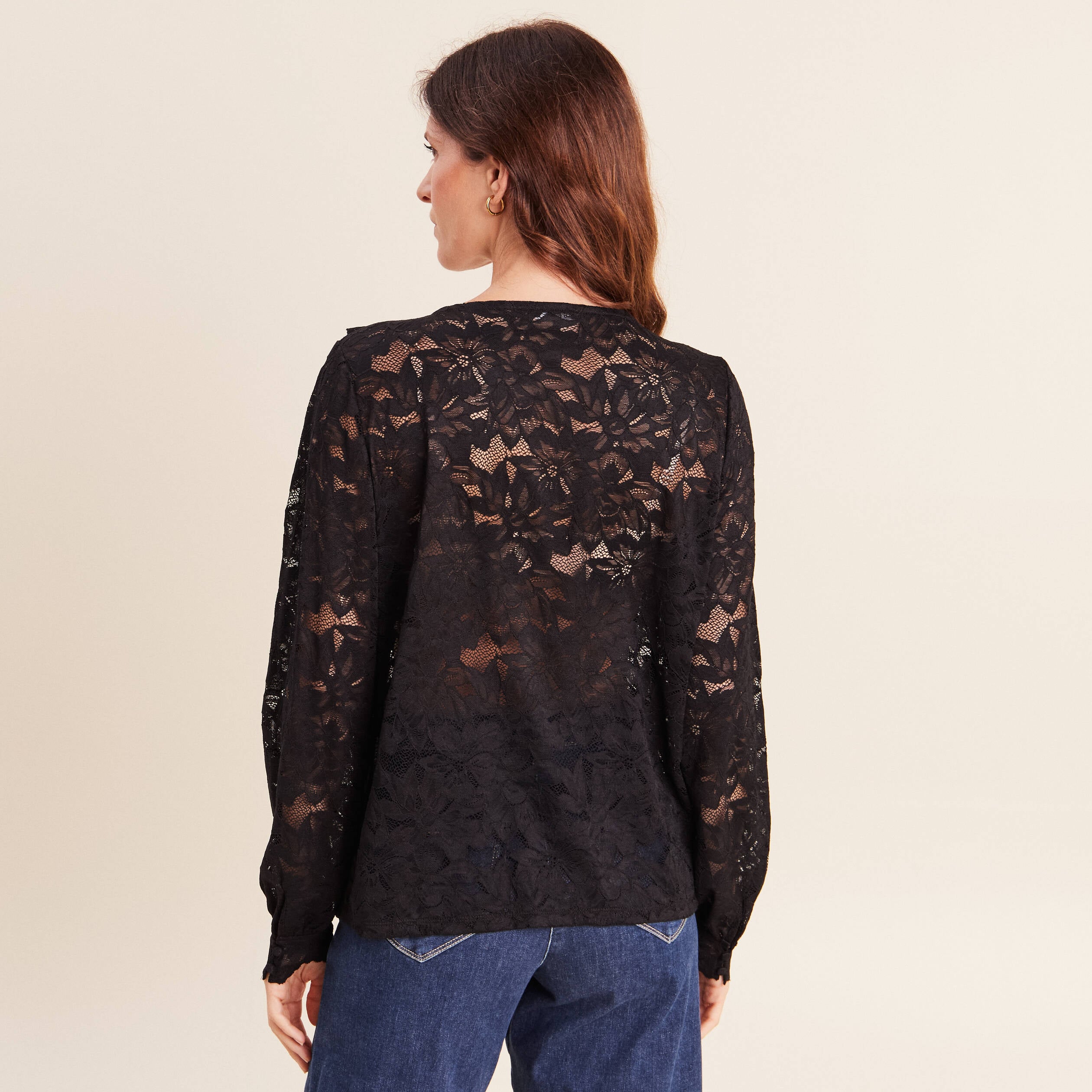Blouse en dentelle noir femme