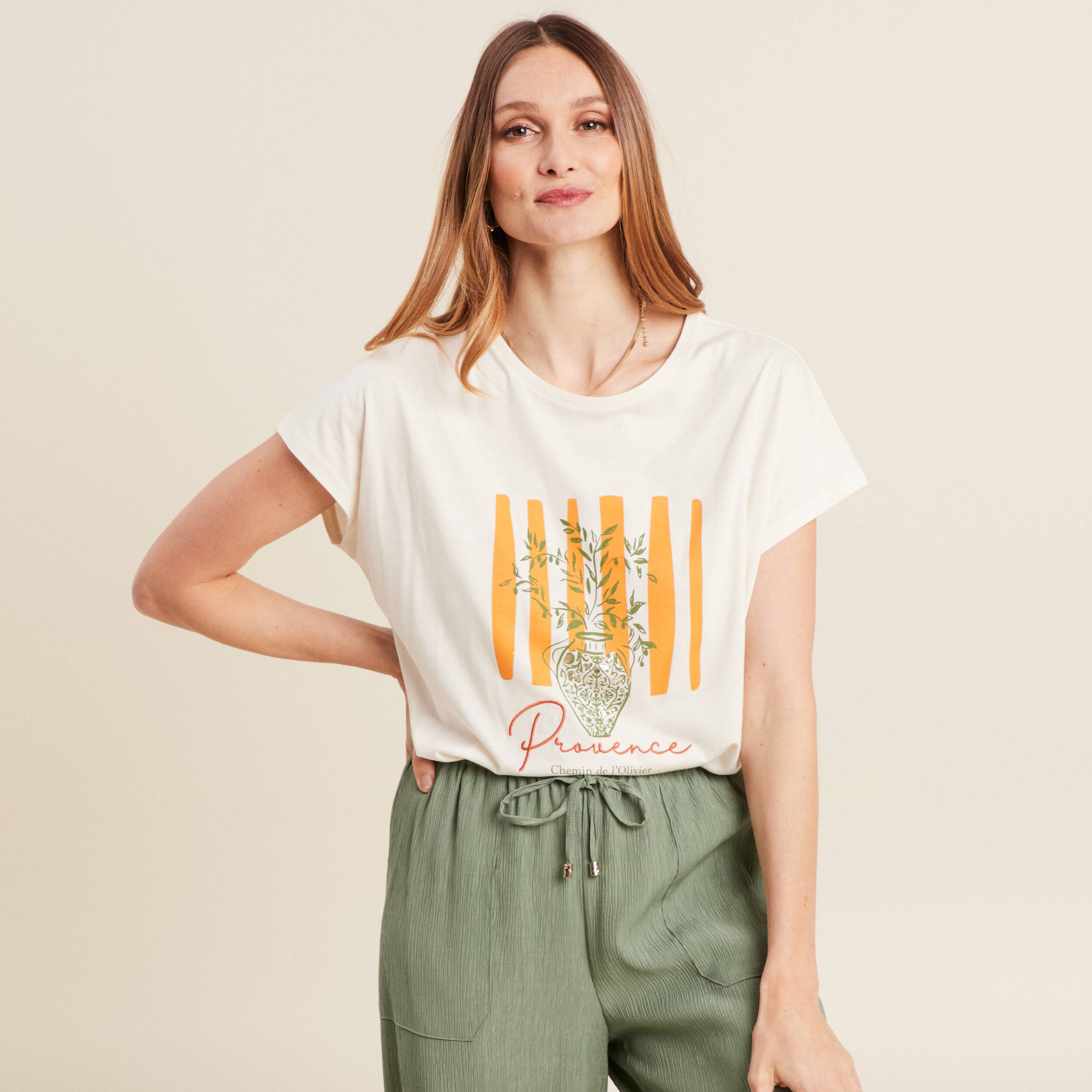 t shirt manches courtes ecru femme T-shirt manches courtes ecru femme