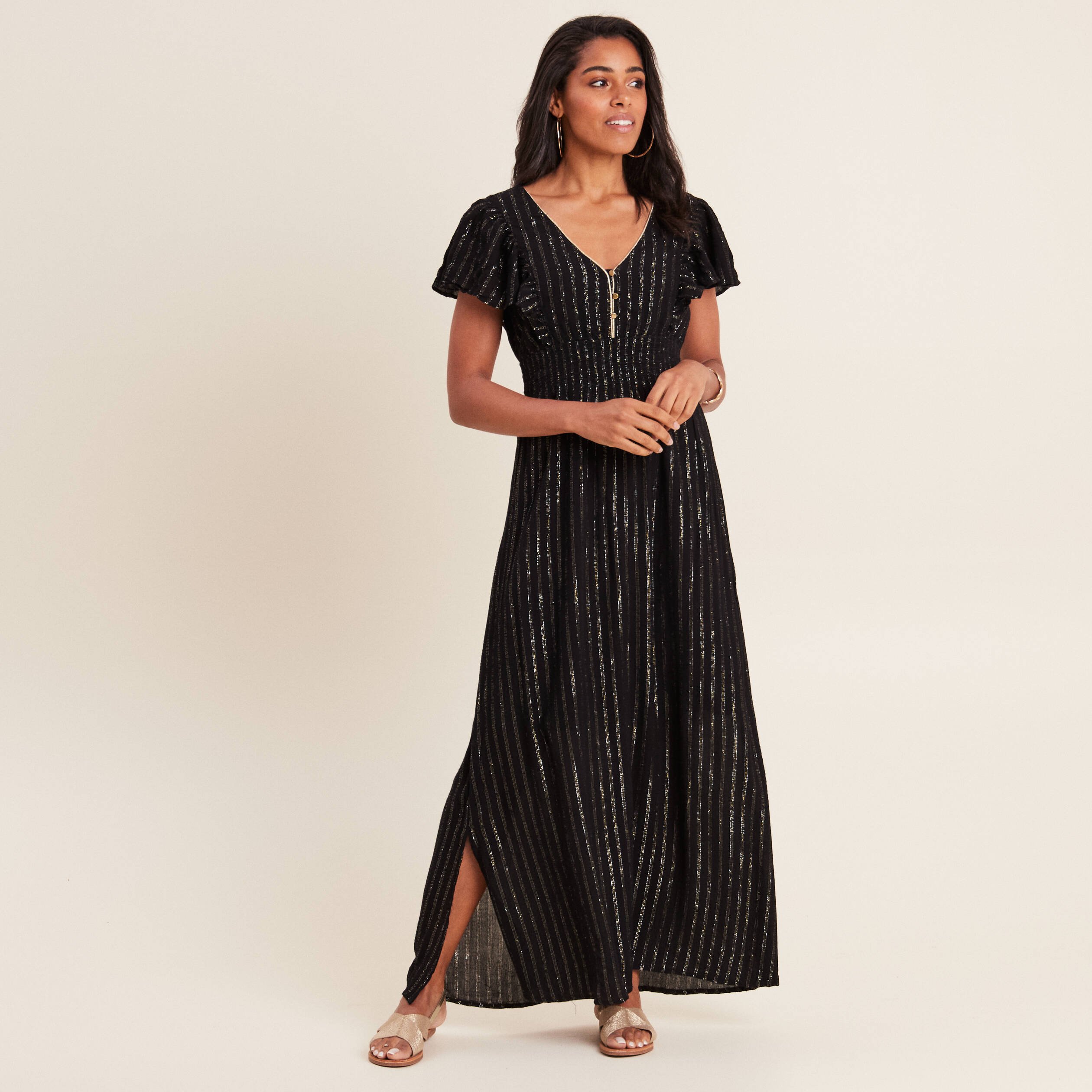robe longue droite fluide noir femme Robe longue droite fluide noir femme