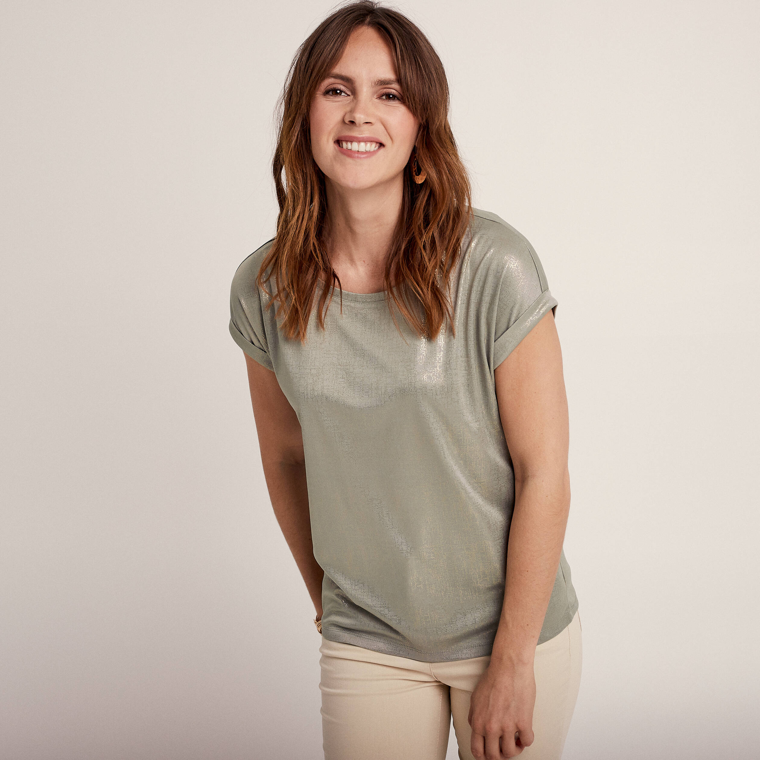 T-shirt manches courtes vert clair femme
