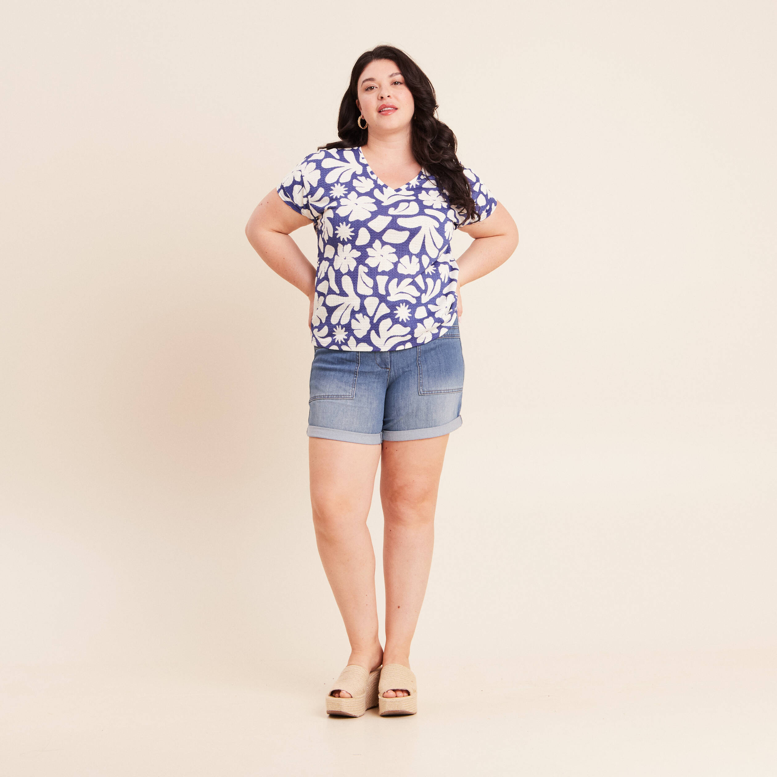 T-shirt manches courtes bleu femme