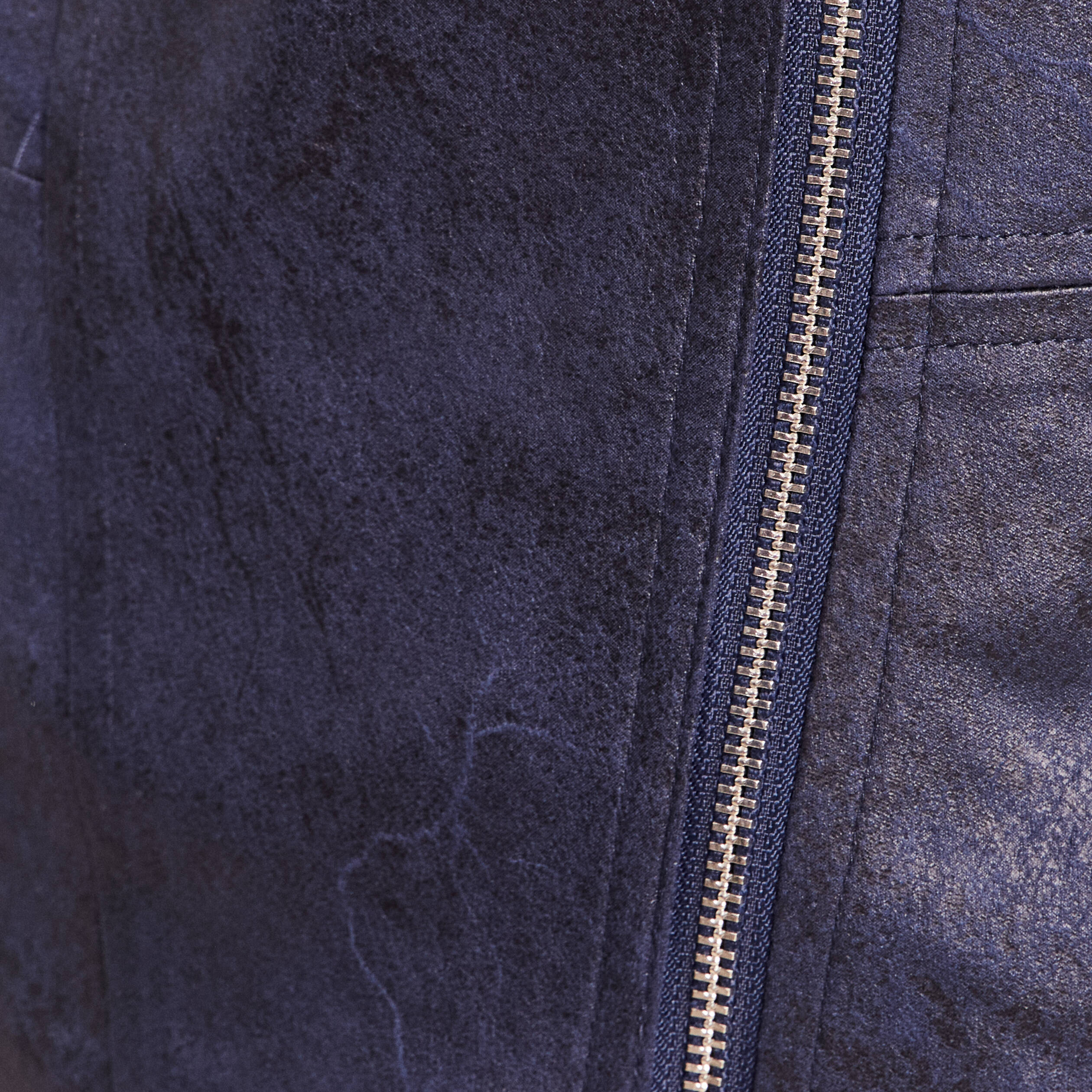 Veste droite zipp&eacute;e bleu fonc&eacute; femme