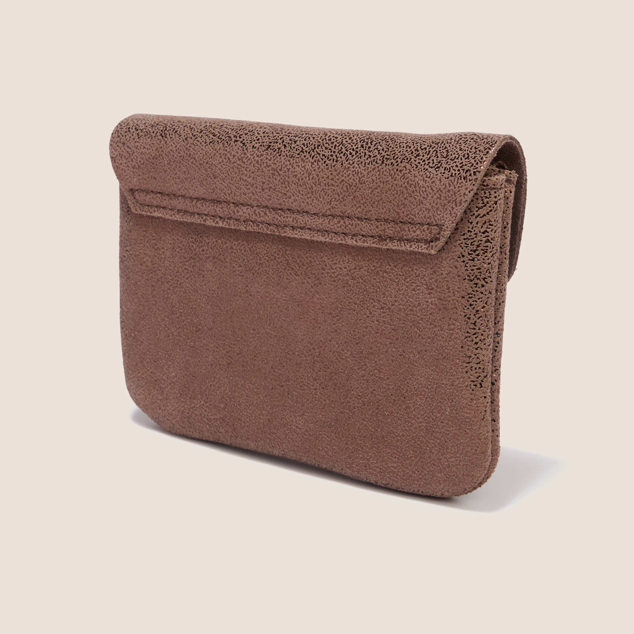 Porte-monnaie en cro&ucirc;te de cuir couleur cuivre femme