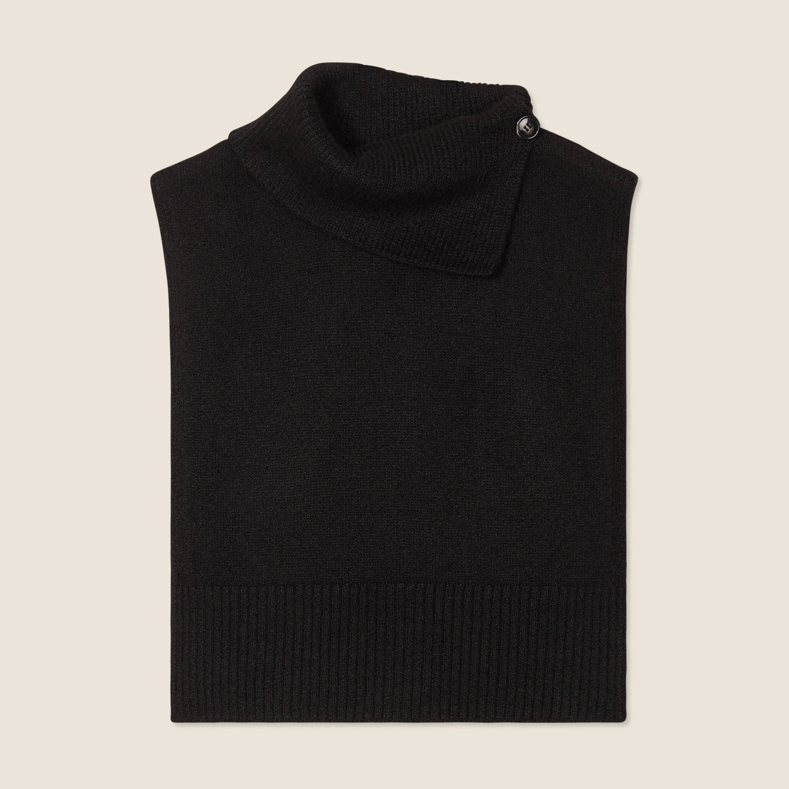 plastron tricote col boutonne noir femme Plastron tricoté col boutonné noir femme