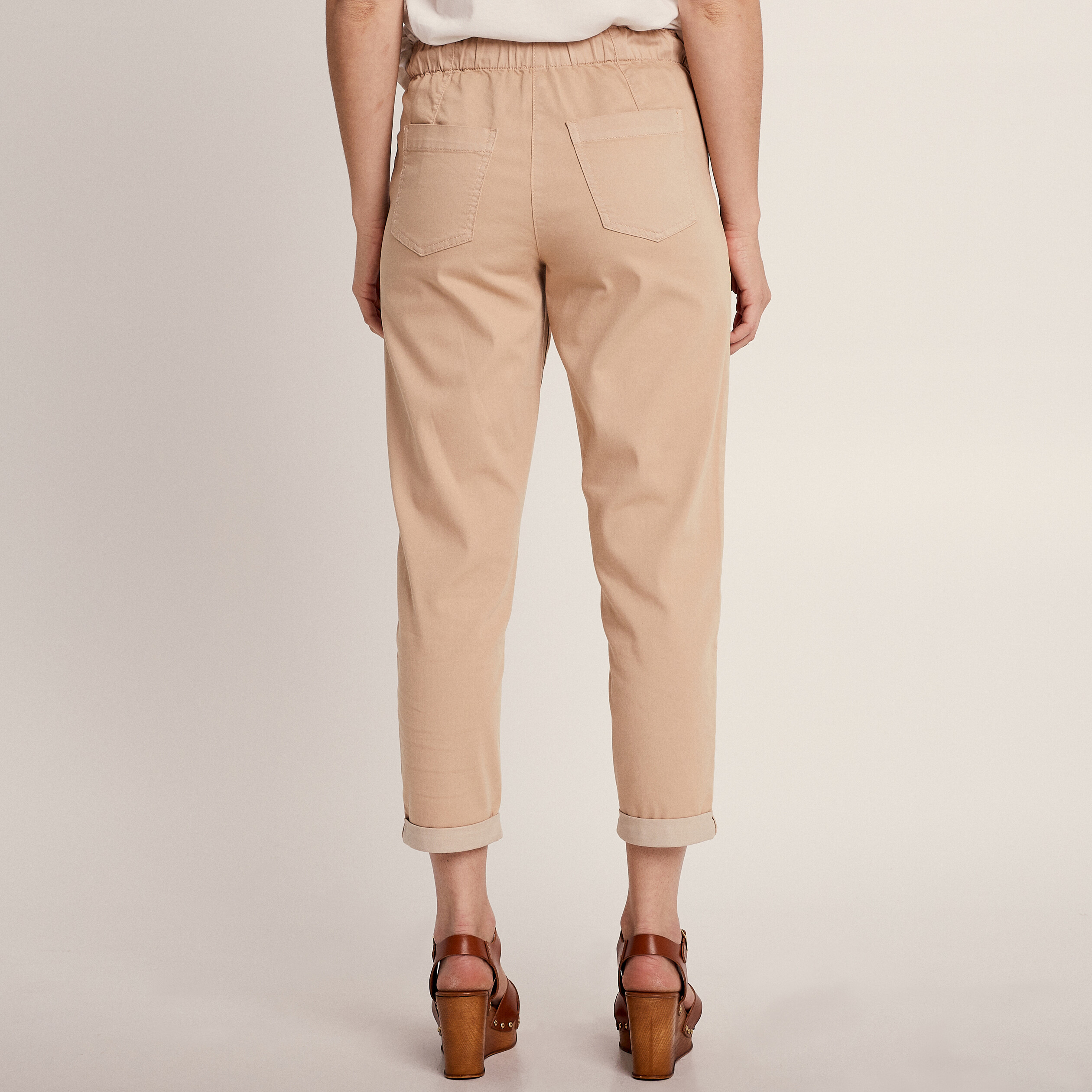 Pantalon flou à coulisse sable femme
