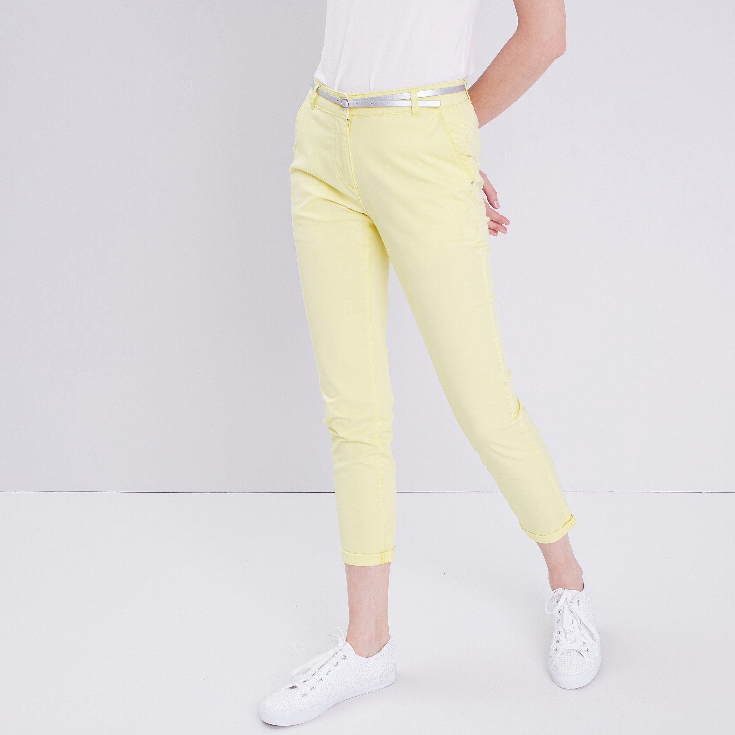 pantalon chino droit jaune pastel femme Pantalon chino droit jaune pastel femme