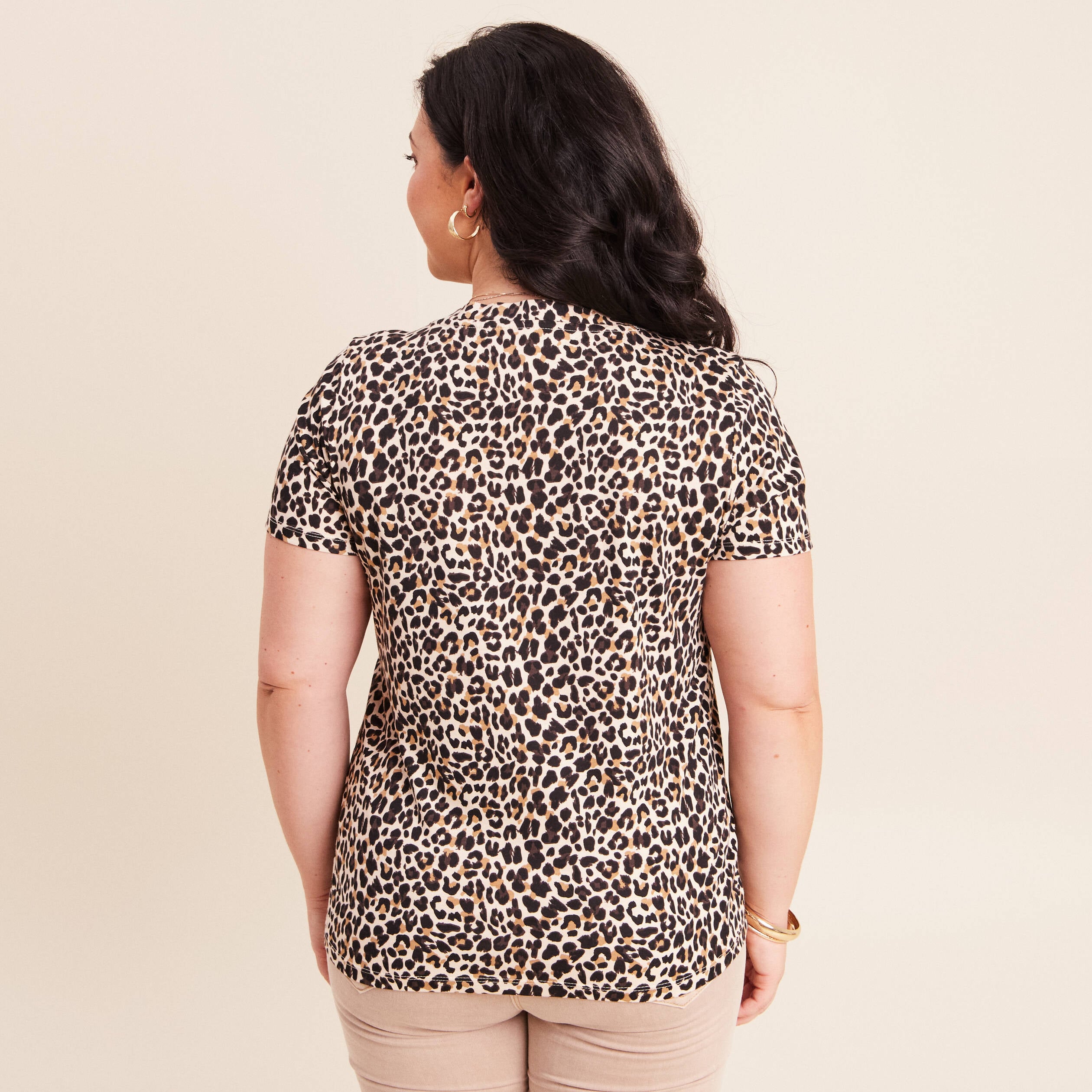 T-shirt manches courtes beige femme