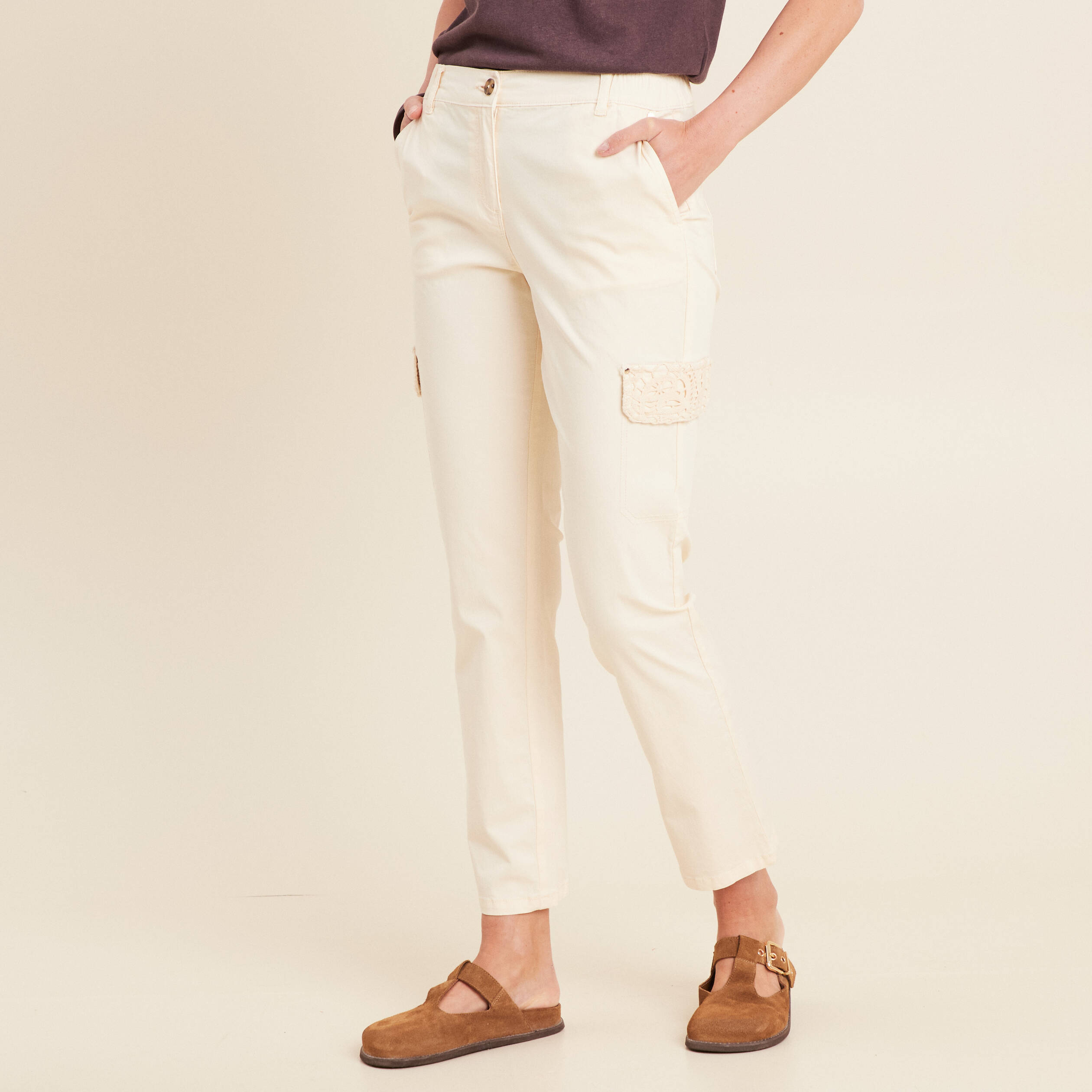 pantalon jogpant 78eme ecru femme Pantalon jogpant 7/8ème ecru femme
