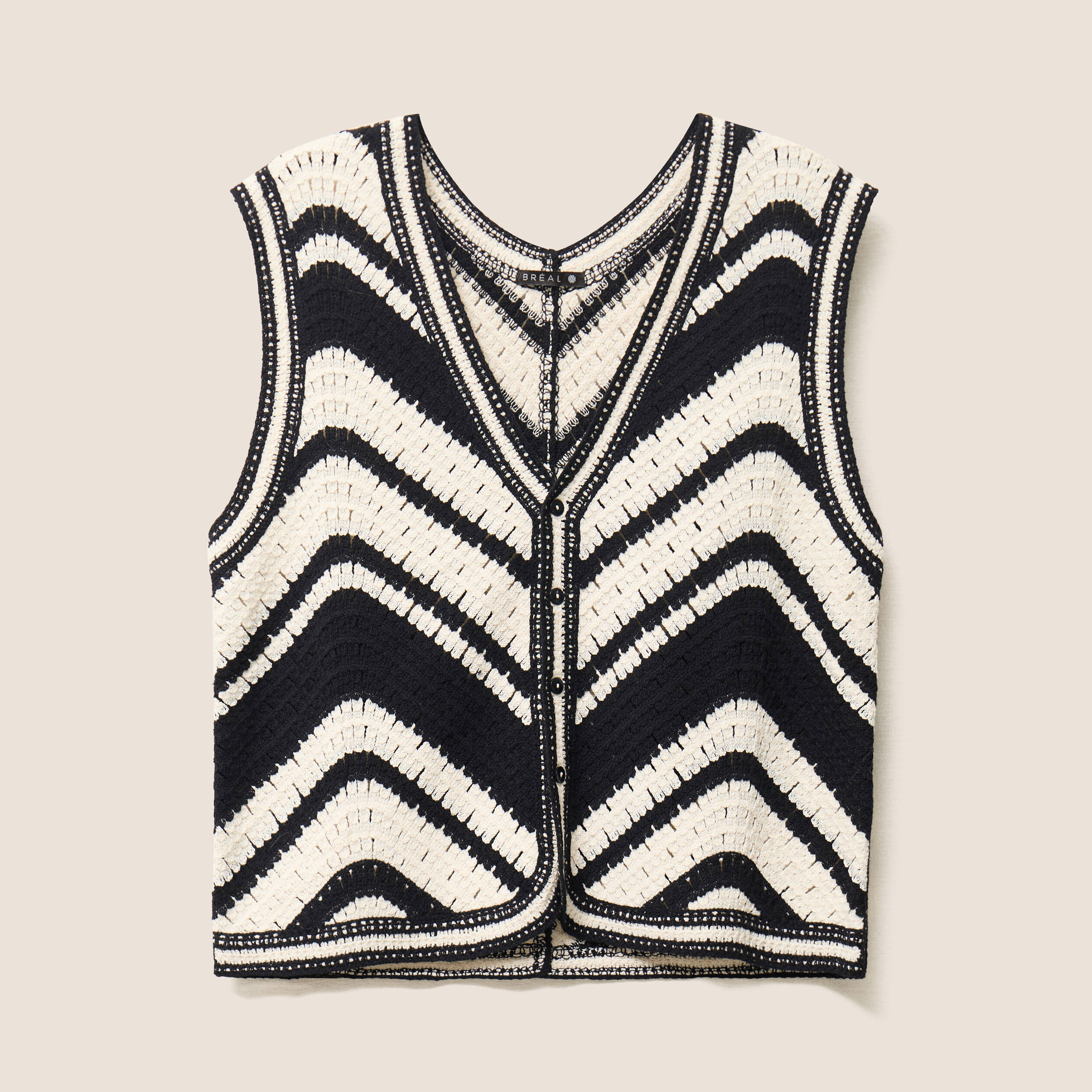 gilet court droit col v en coton noir femme Gilet court droit col v en coton noir femme