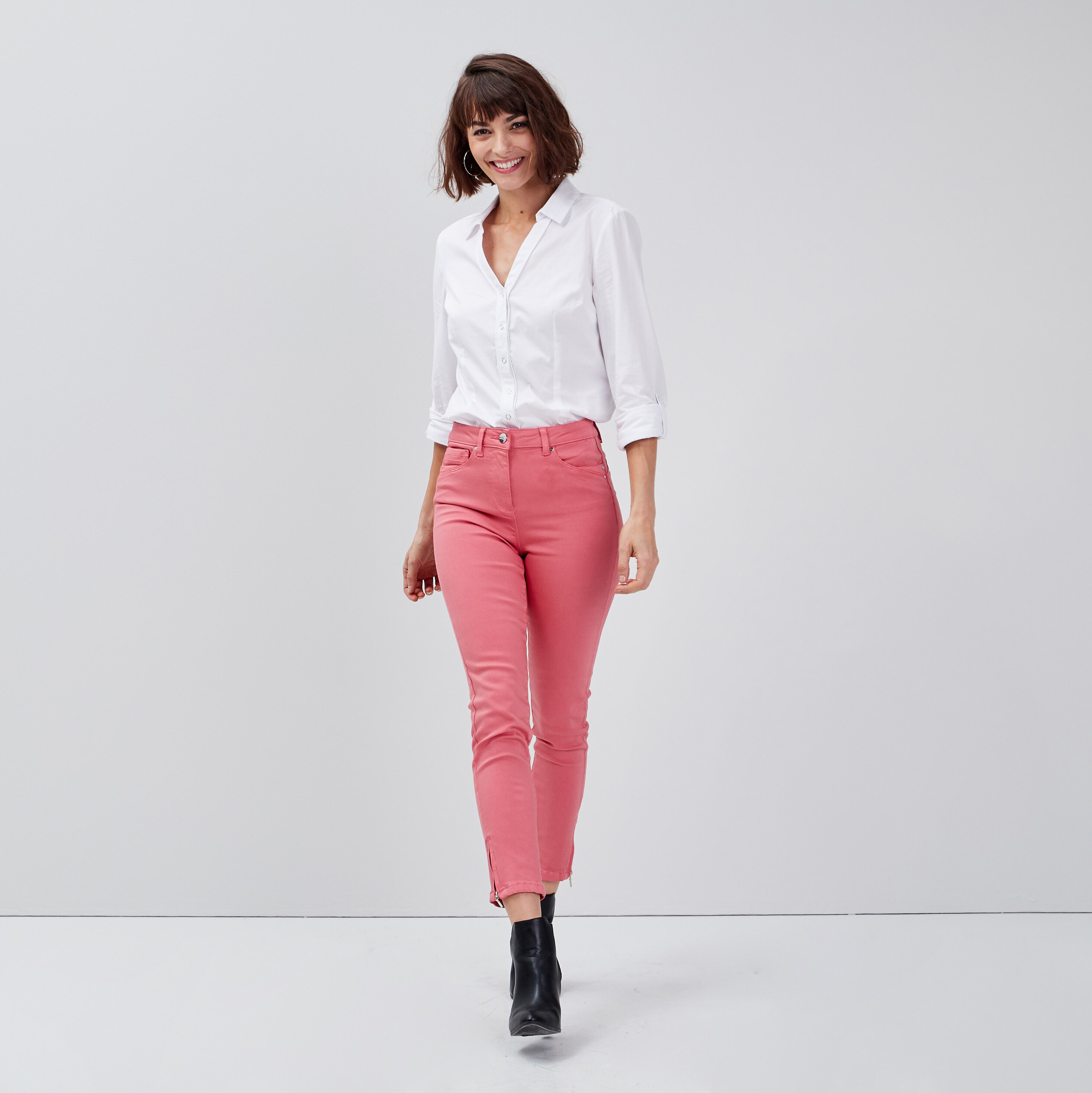 Pantalon taille haute rose