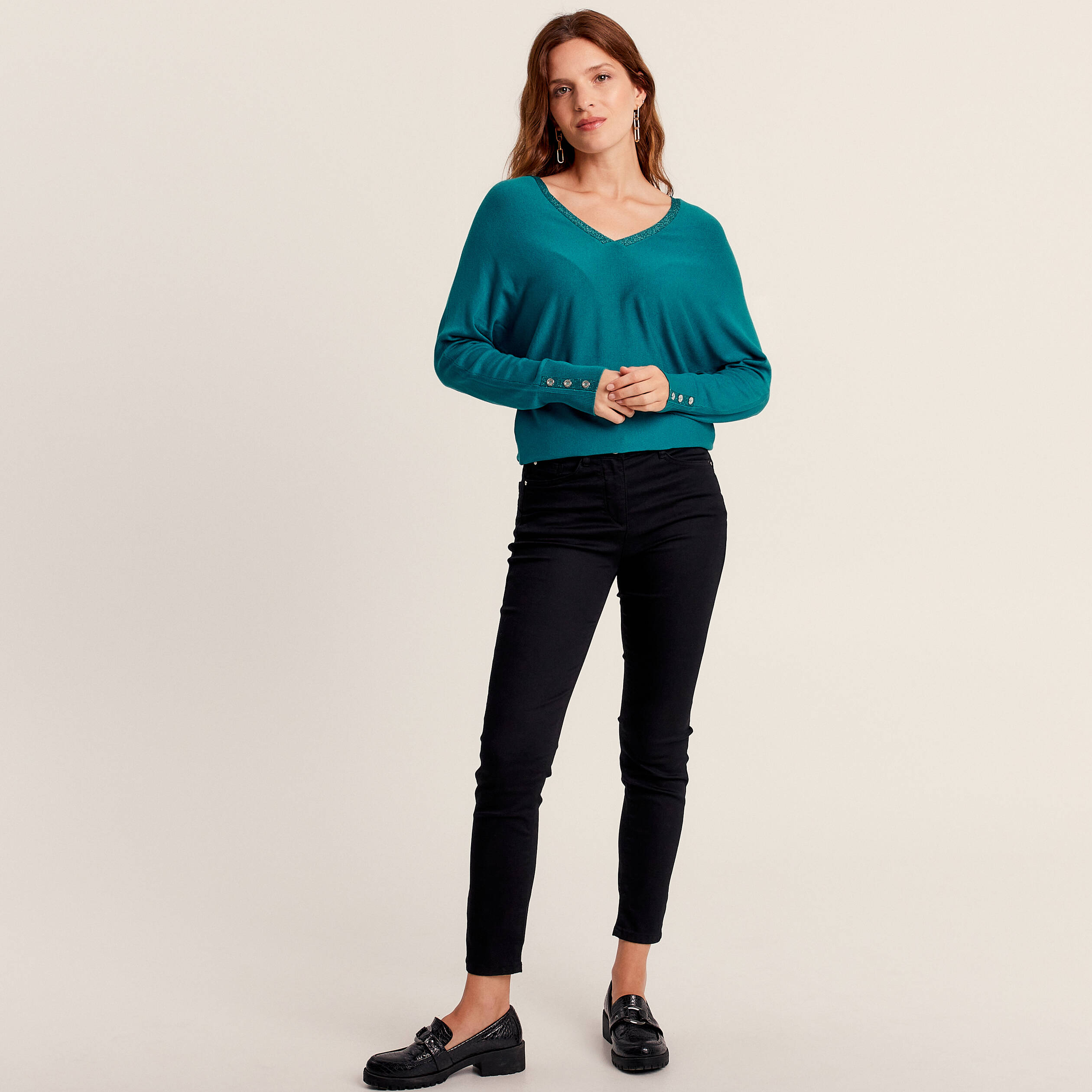 pantalon leger taille standard 78eme noir femme Pantalon léger taille standard 7/8ème noir femme