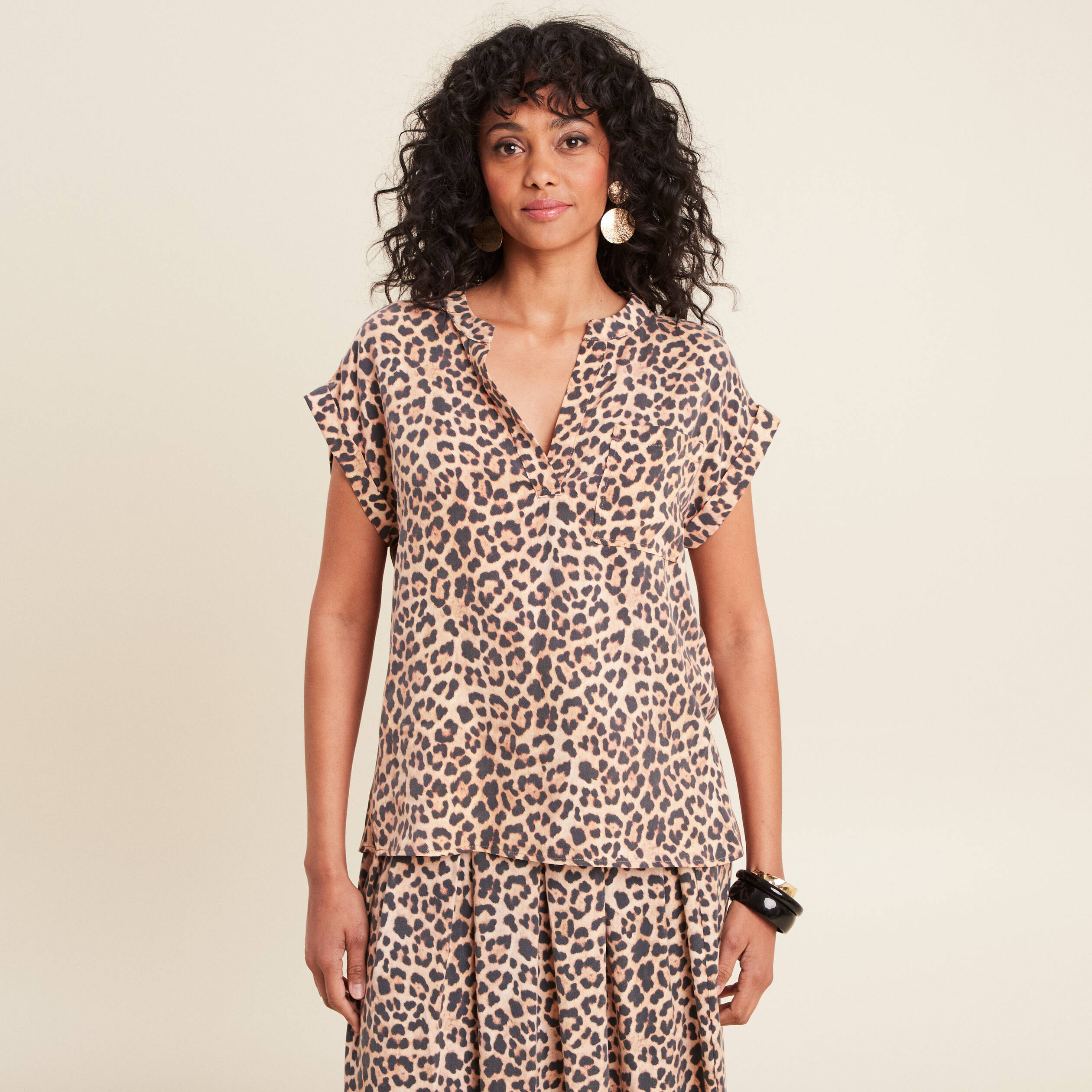 blouse manches courtes sable femme Blouse manches courtes sable femme