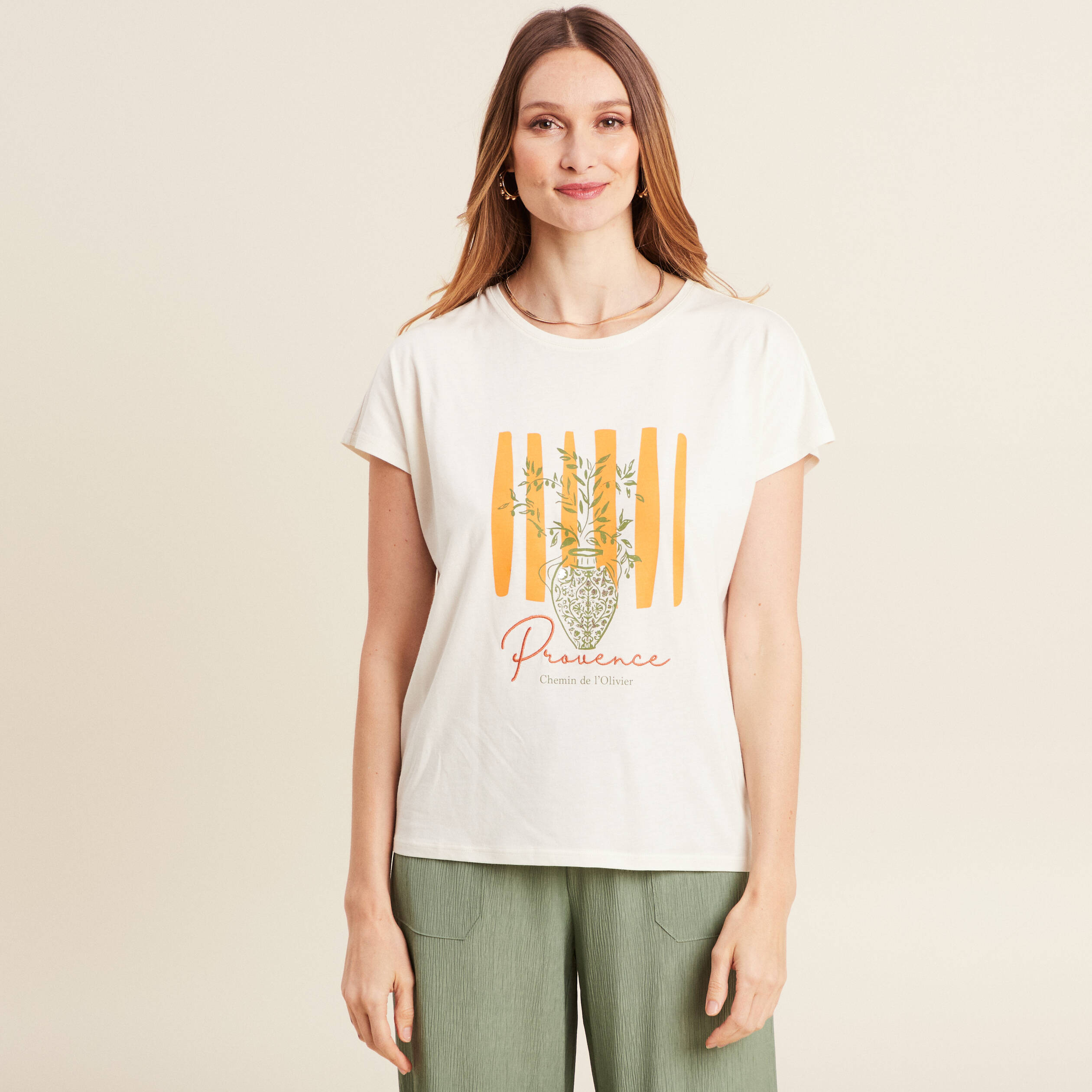 t shirt manches courtes ecru femme T-shirt manches courtes ecru femme