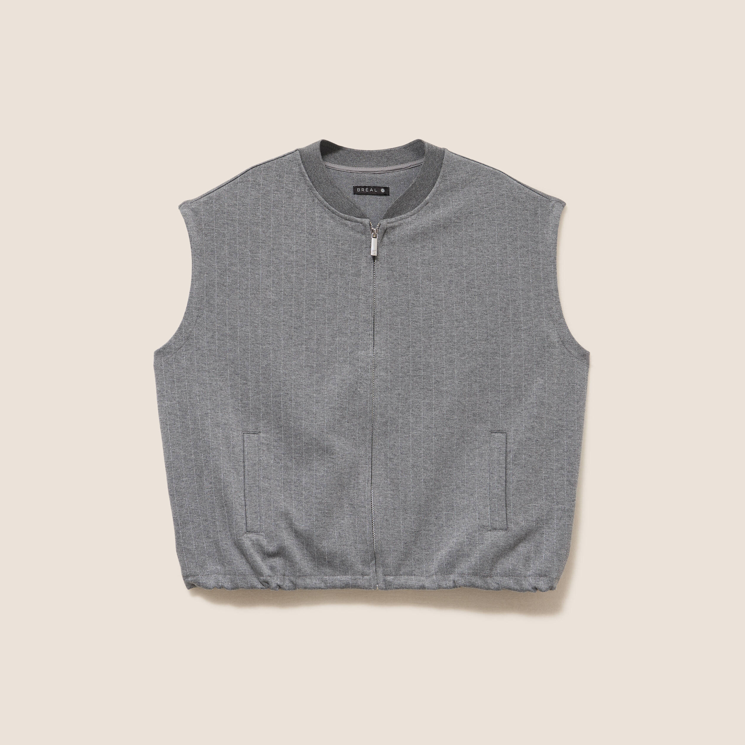 Bomber sans manches bas resserr&eacute; gris femme