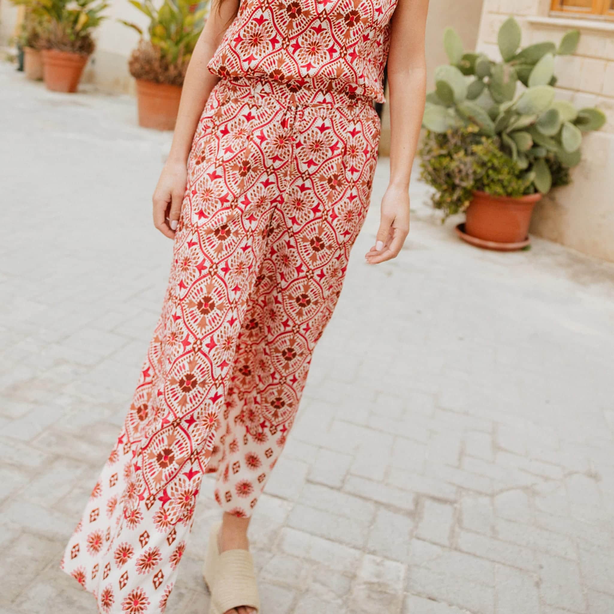 pantalon large taille haute rose femme Pantalon large taille haute rose femme