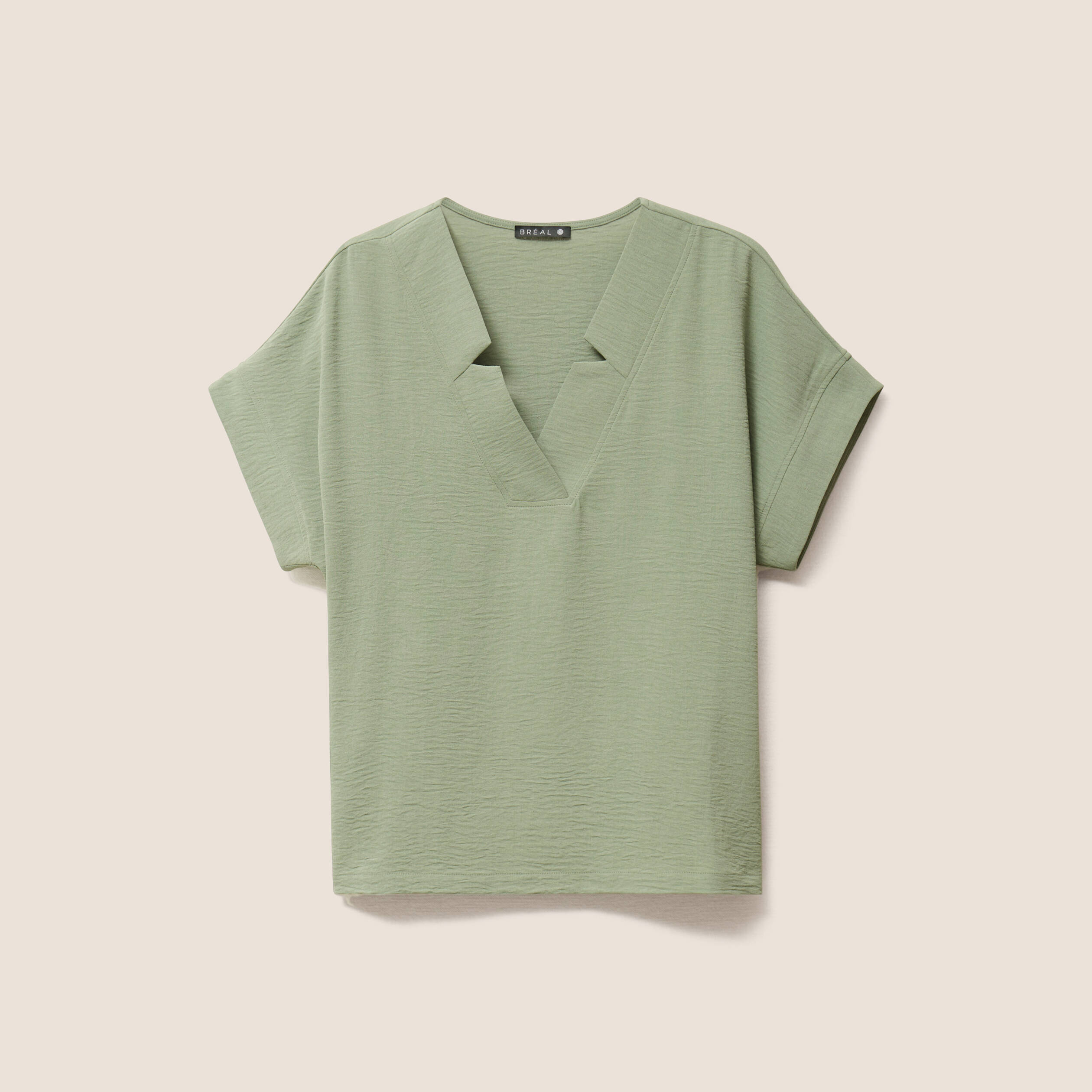 Blouse fluide manches courtes vert clair femme