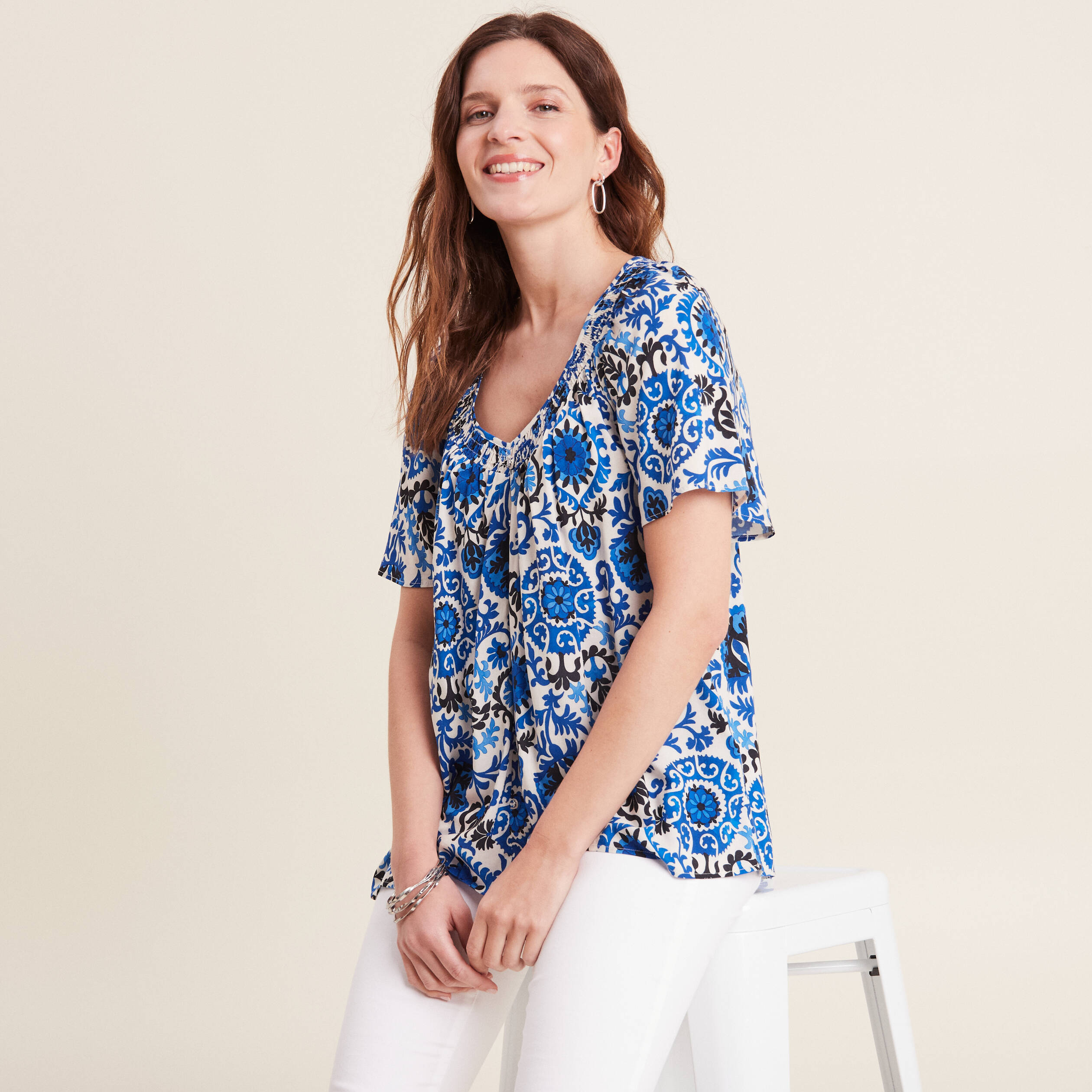 blouse manches courtes bleu femme Blouse manches courtes bleu femme