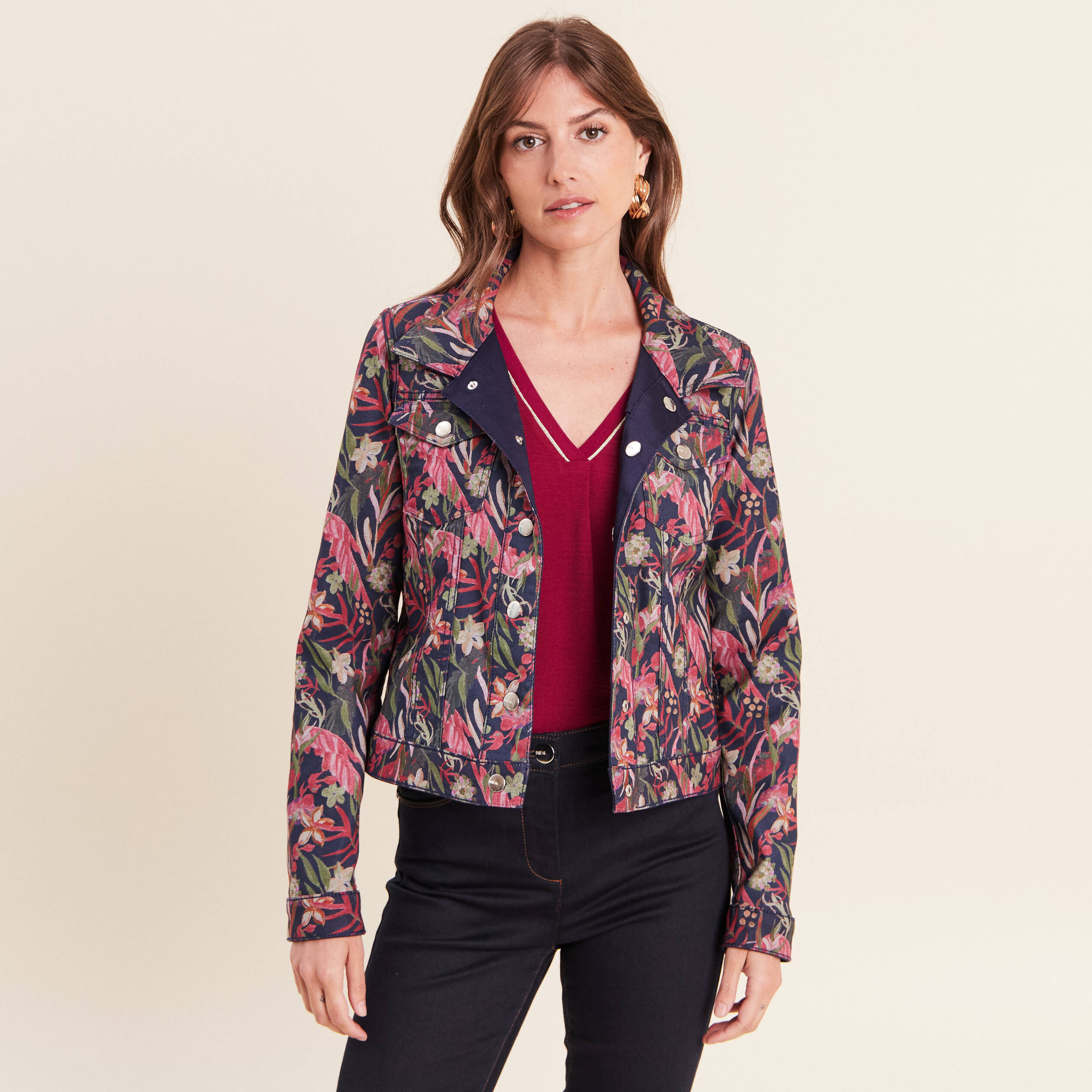 Veste cintr&eacute;e r&eacute;versible multicolore femme