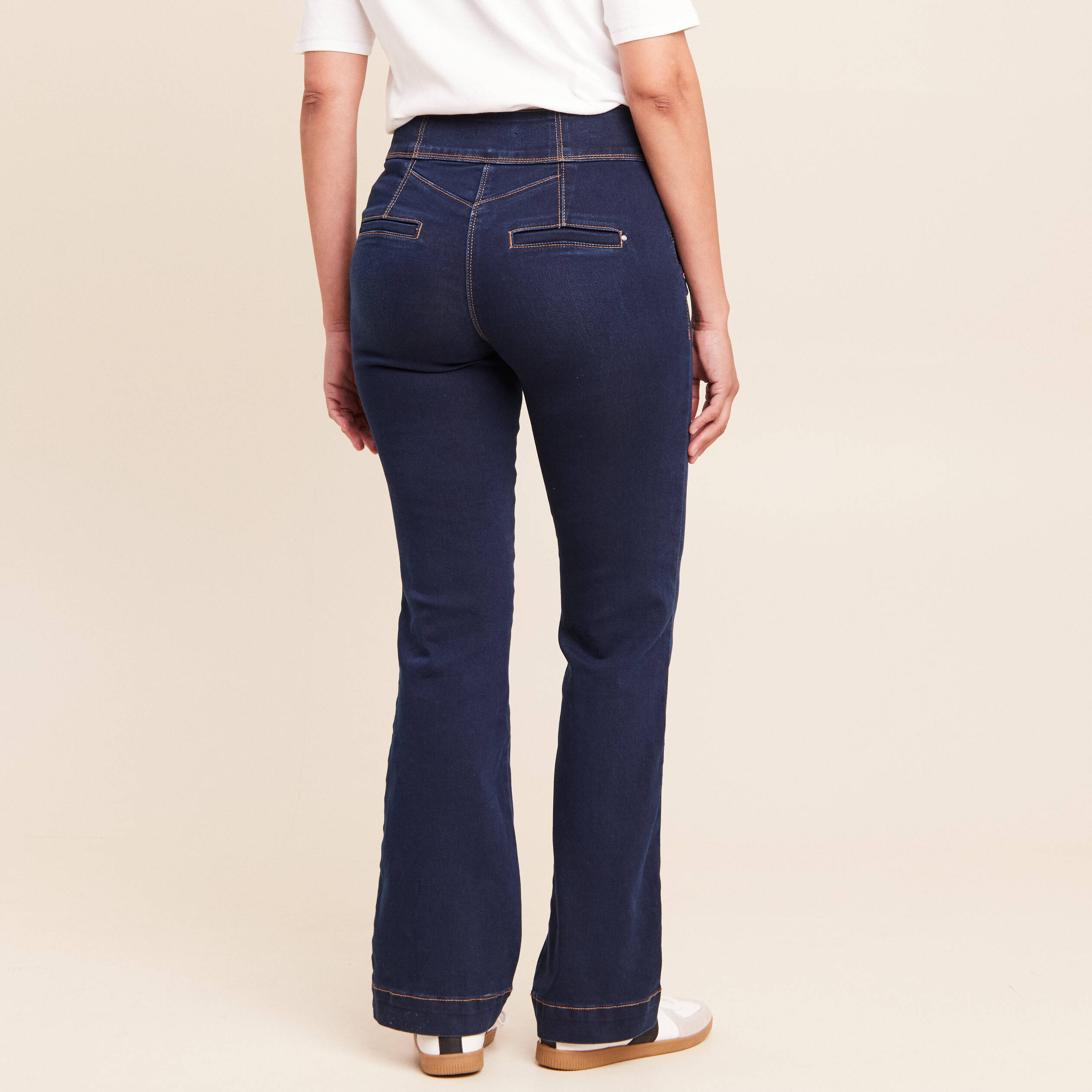 Jean bootcut taille haute denim brut femme