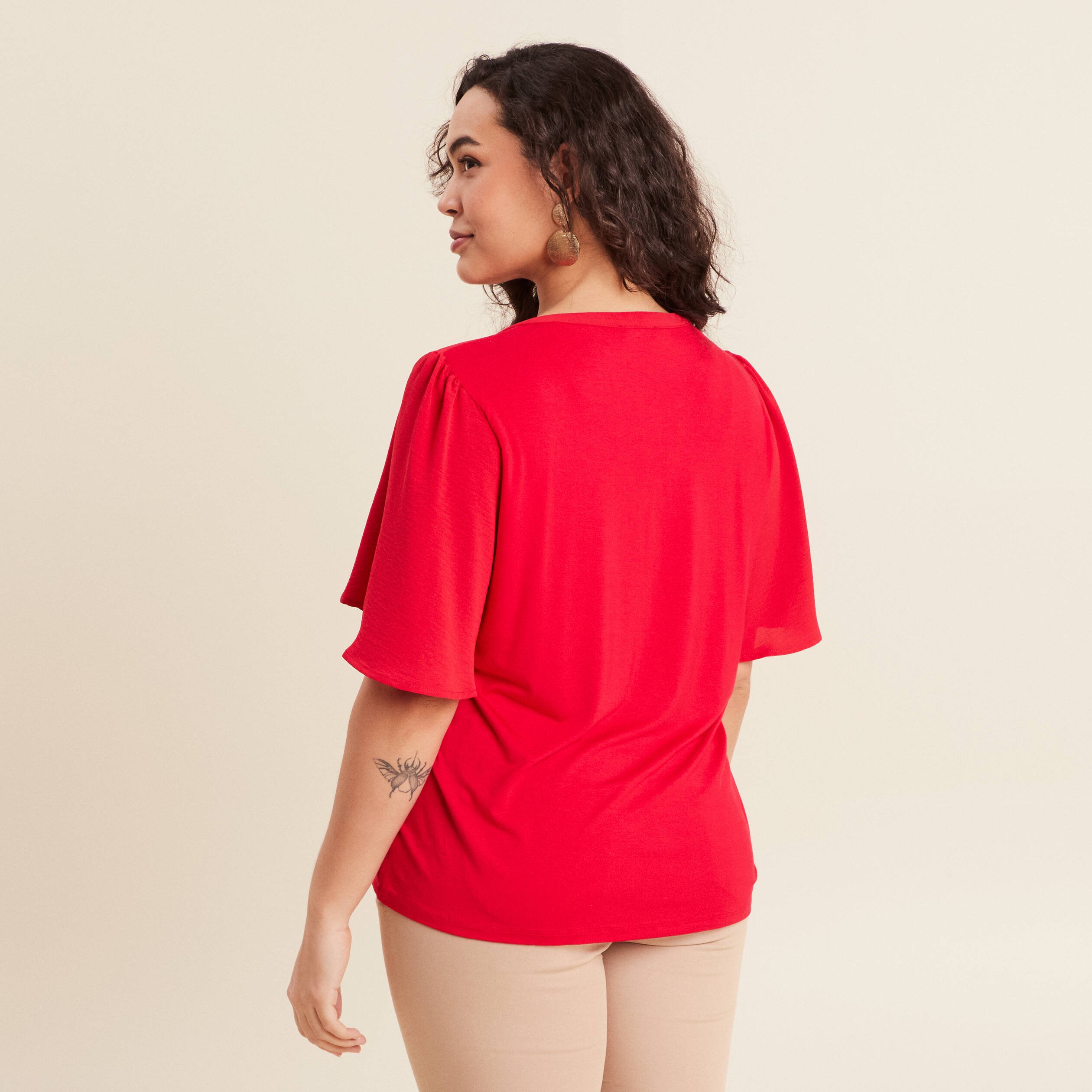 t shirt manches courtes rouge femme T-shirt manches courtes rouge femme