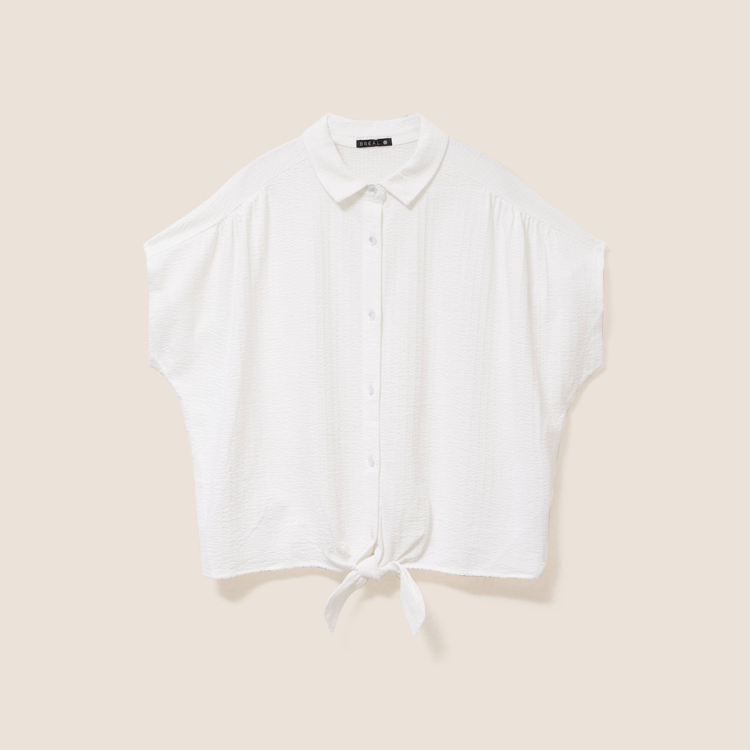 Blouse ample cropped col am&eacute;ricain blanc femme