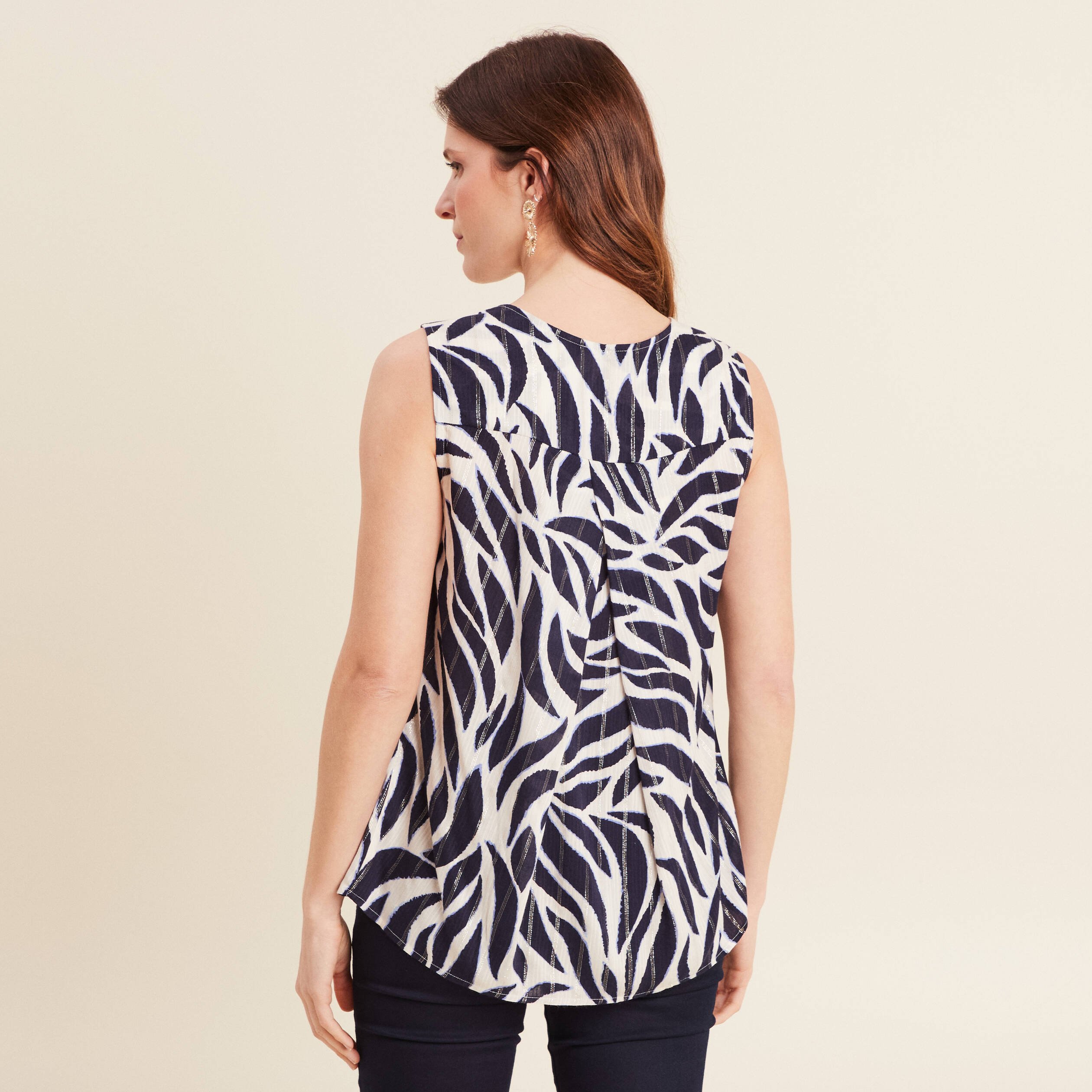 blouse sans manches bleu fonce femme Blouse sans manches bleu foncé femme
