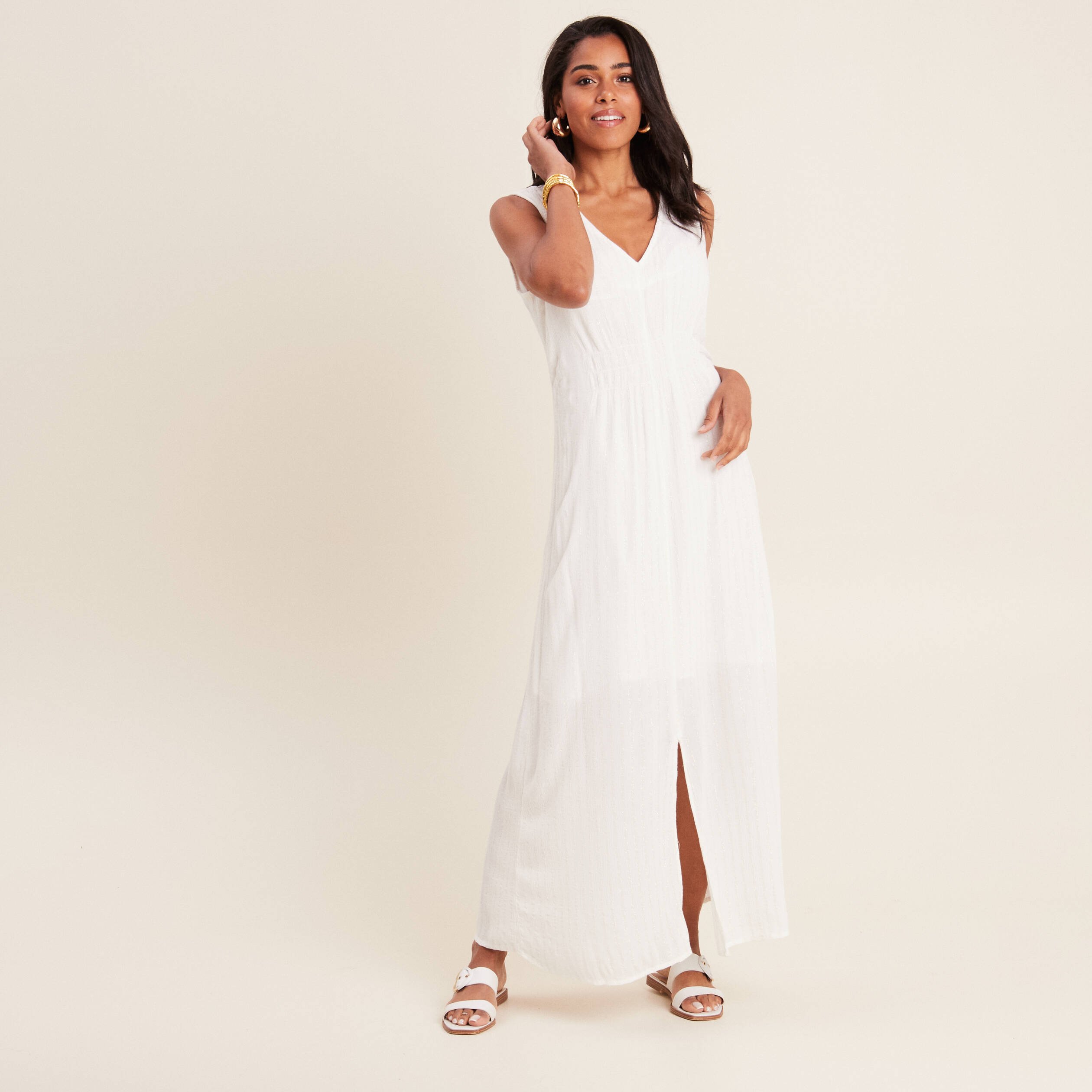 robe longue evasee ecru femme Robe longue évasée ecru femme