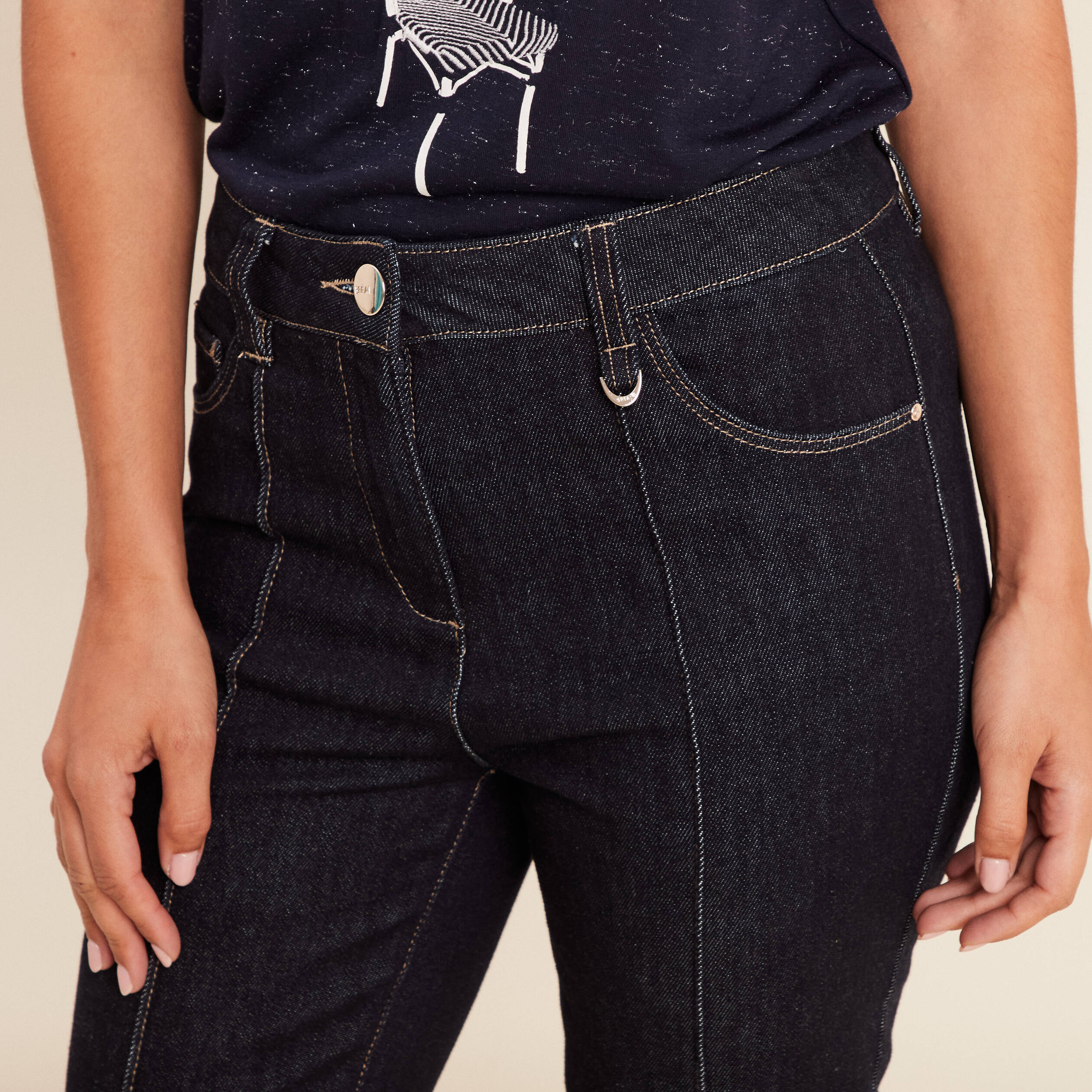 pantalon bootcut 78eme taille haute denim brut femme pantalon bootcut 7/8ème taille haute denim brut femme