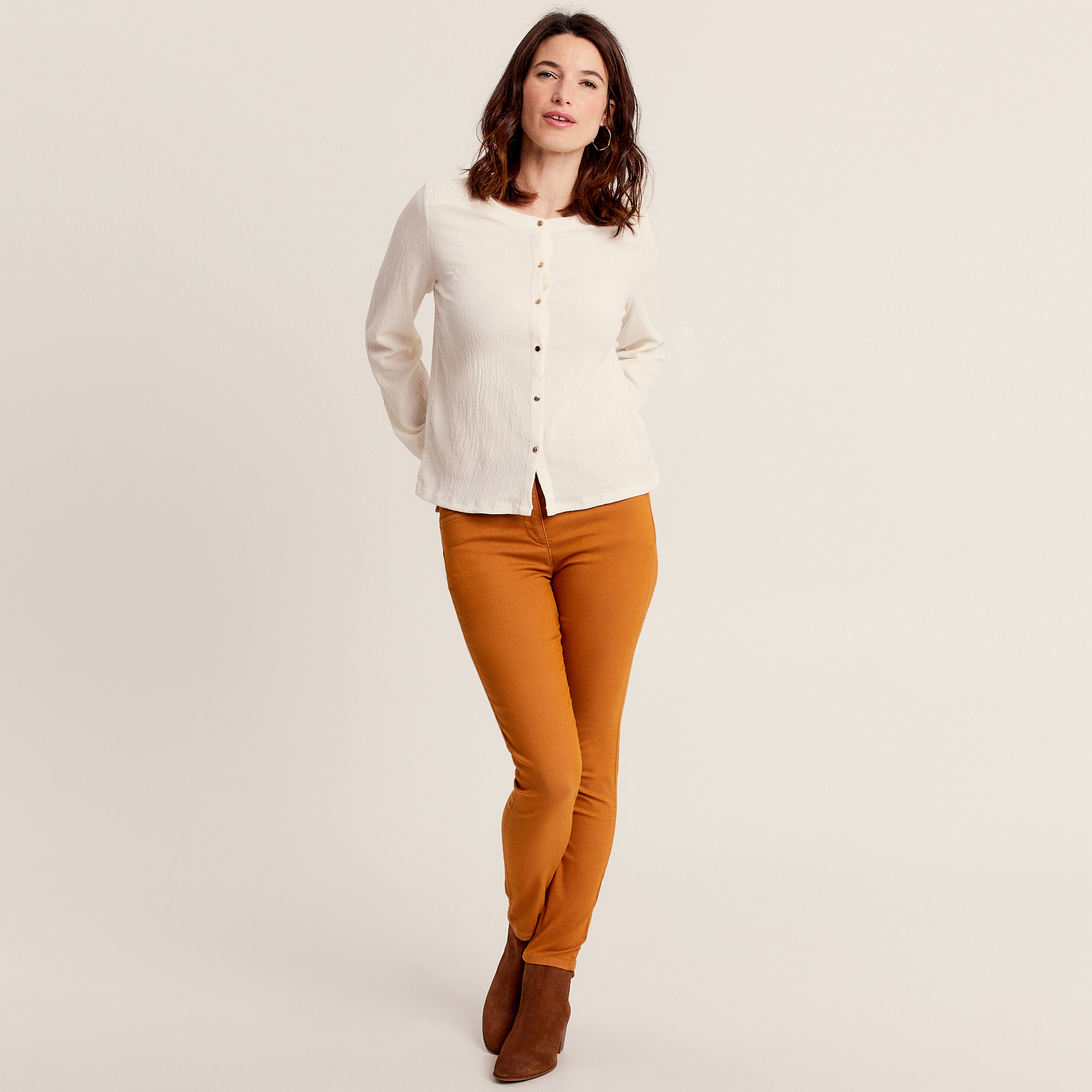 t shirt manches longues ivoire femme T-shirt manches longues ivoire femme