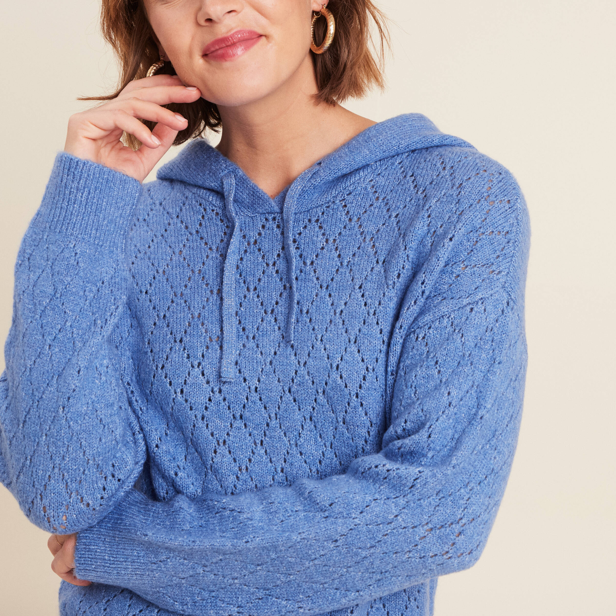 pull a capuche bleu violet femme Pull à capuche bleu violet femme