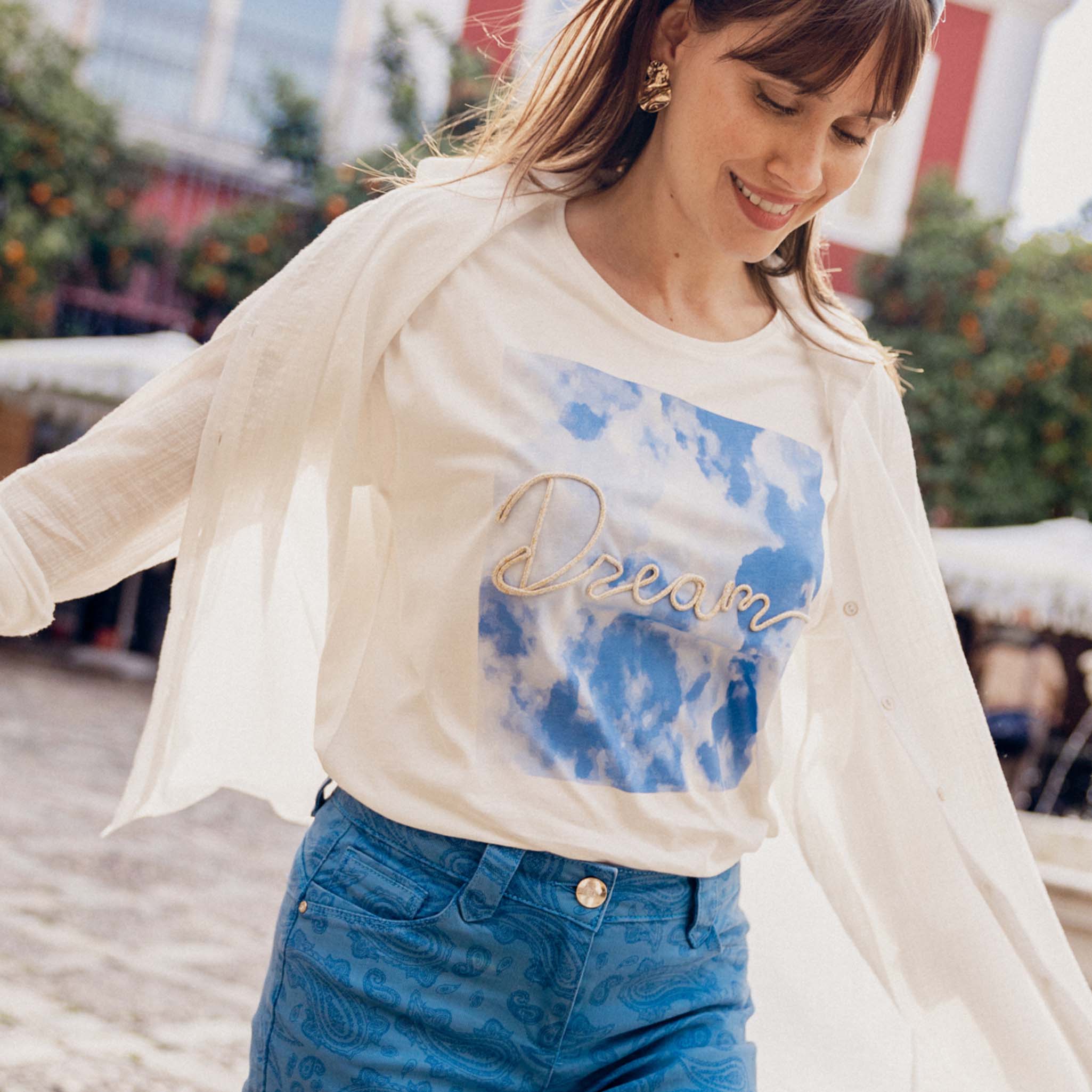 t shirt manches courtes ecru femme T-shirt manches courtes ecru femme