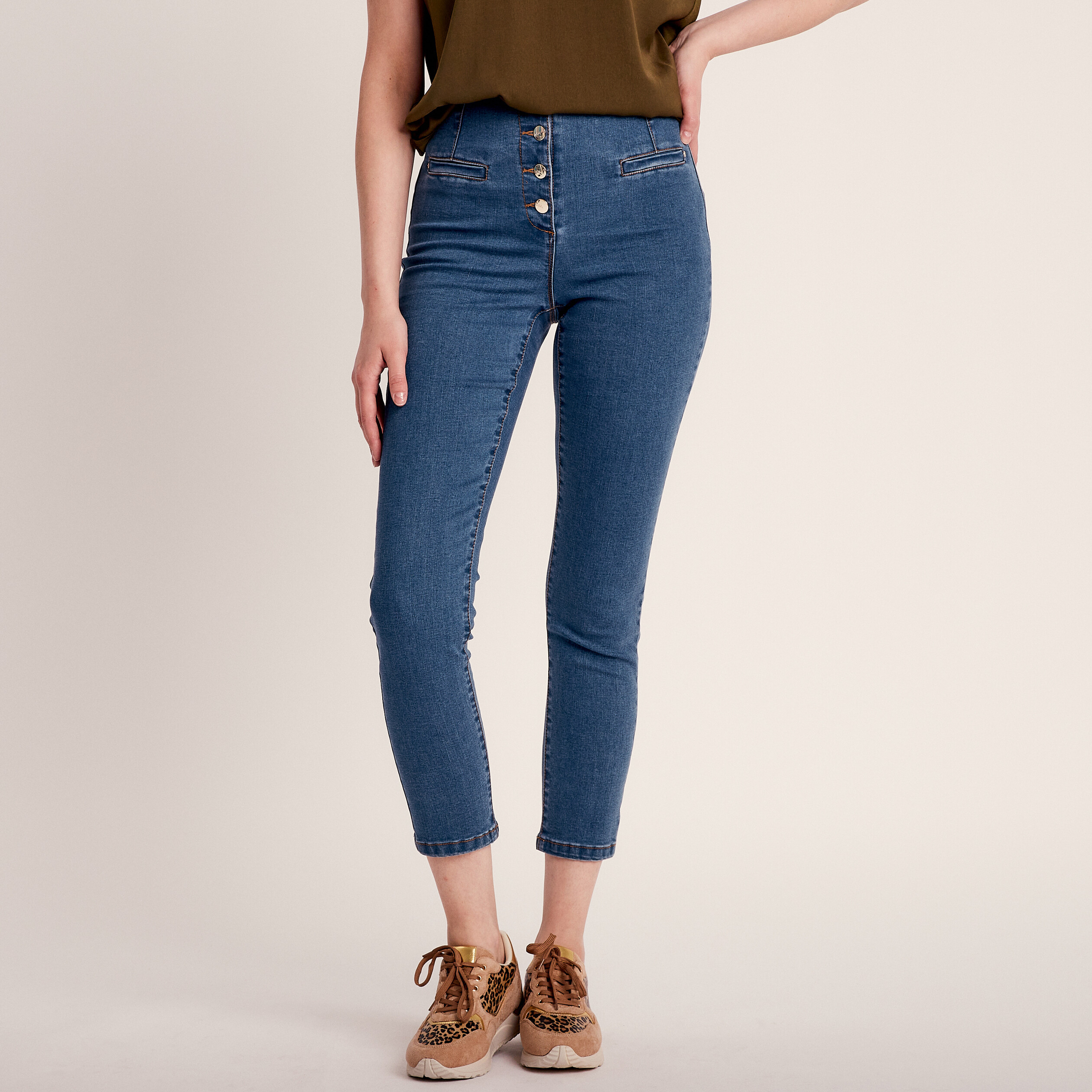 Pantalon Jean Évasé Femme - Denim Stretch - Taille Haute - Bootcut Vintage - Confort Et Style