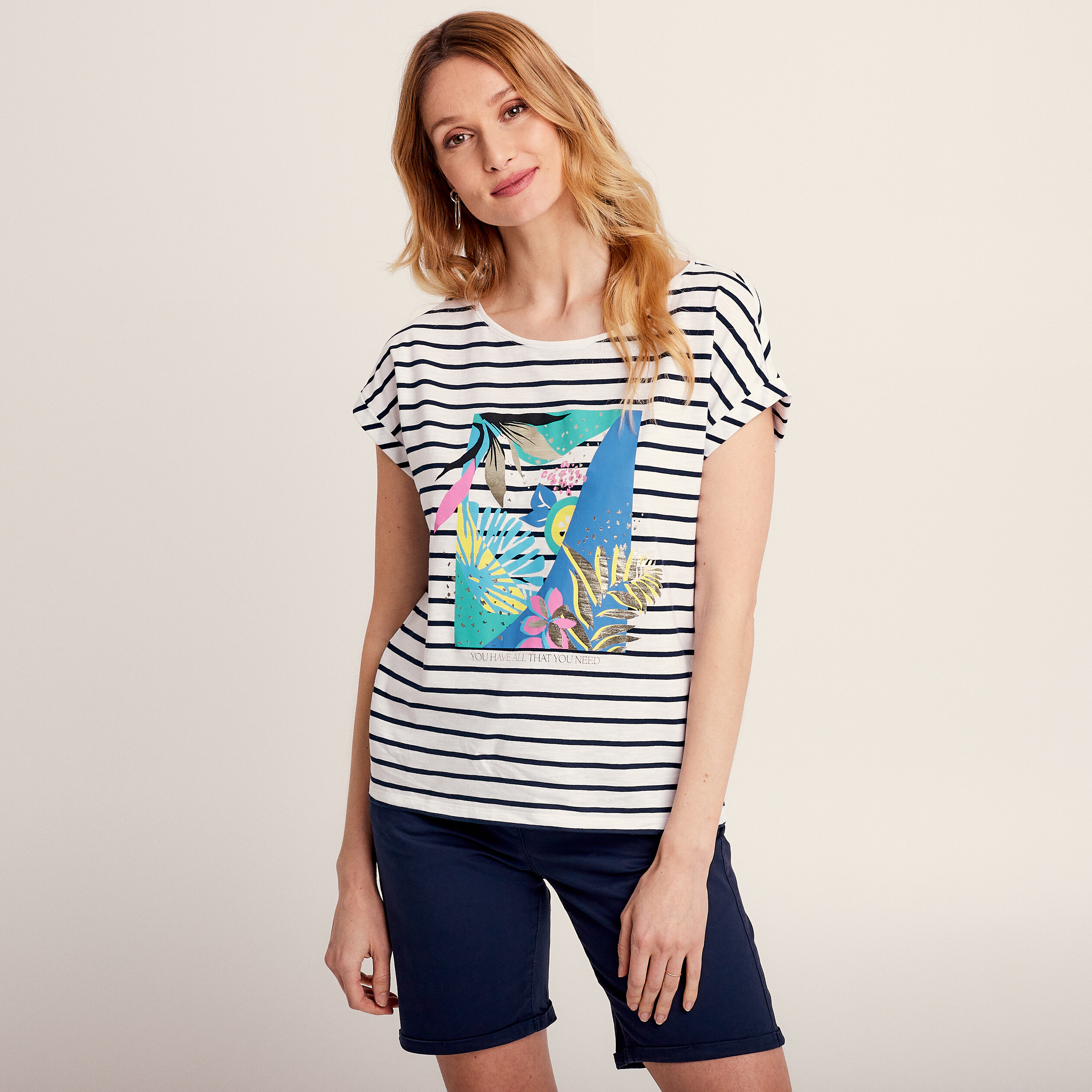 t shirt manches courtes ecru femme T-shirt manches courtes ecru femme