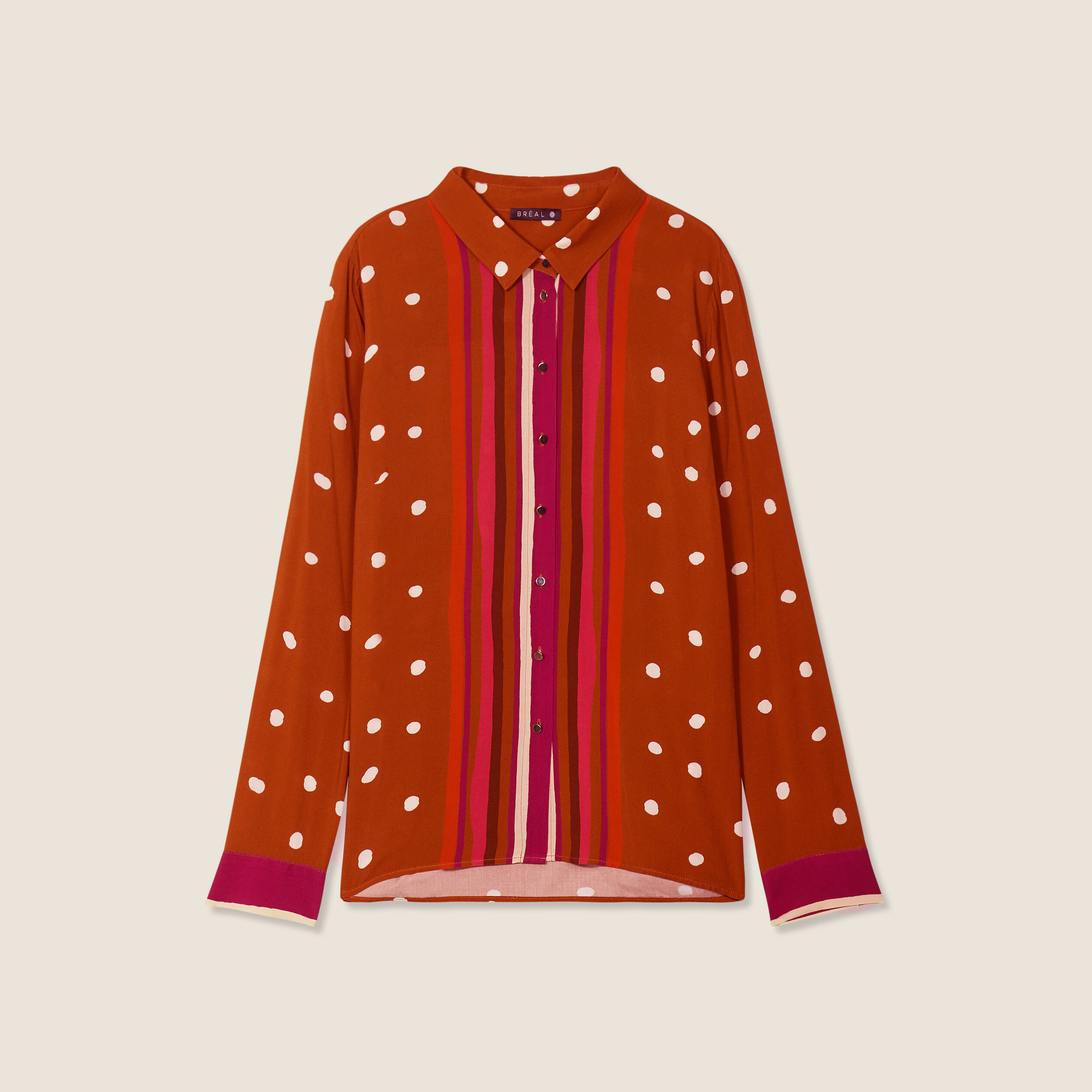 chemise manches longues marron cognac femme Chemise manches longues marron cognac femme