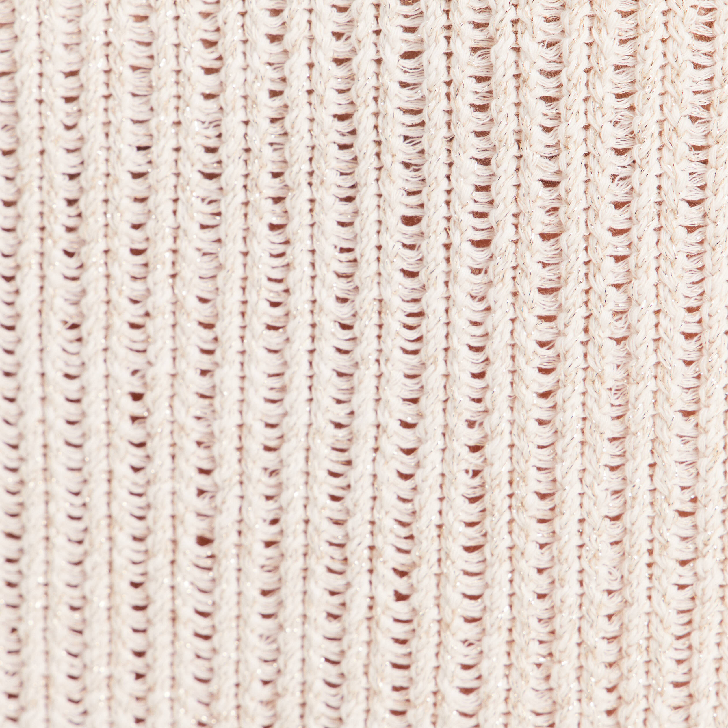 Pull ajour&eacute; col rond ecru femme