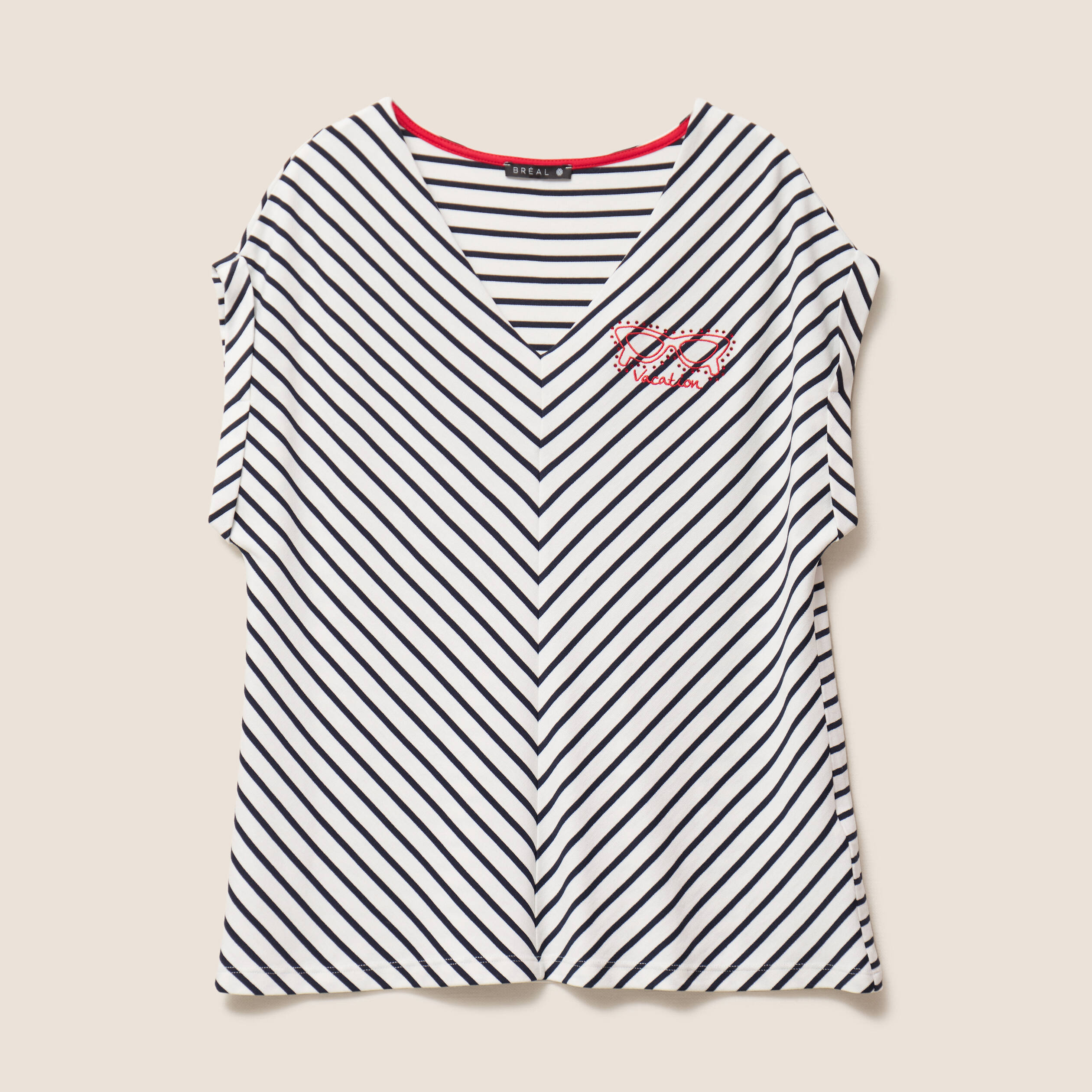 t shirt manches courtes brode bleu femme T-shirt manches courtes brodé bleu femme