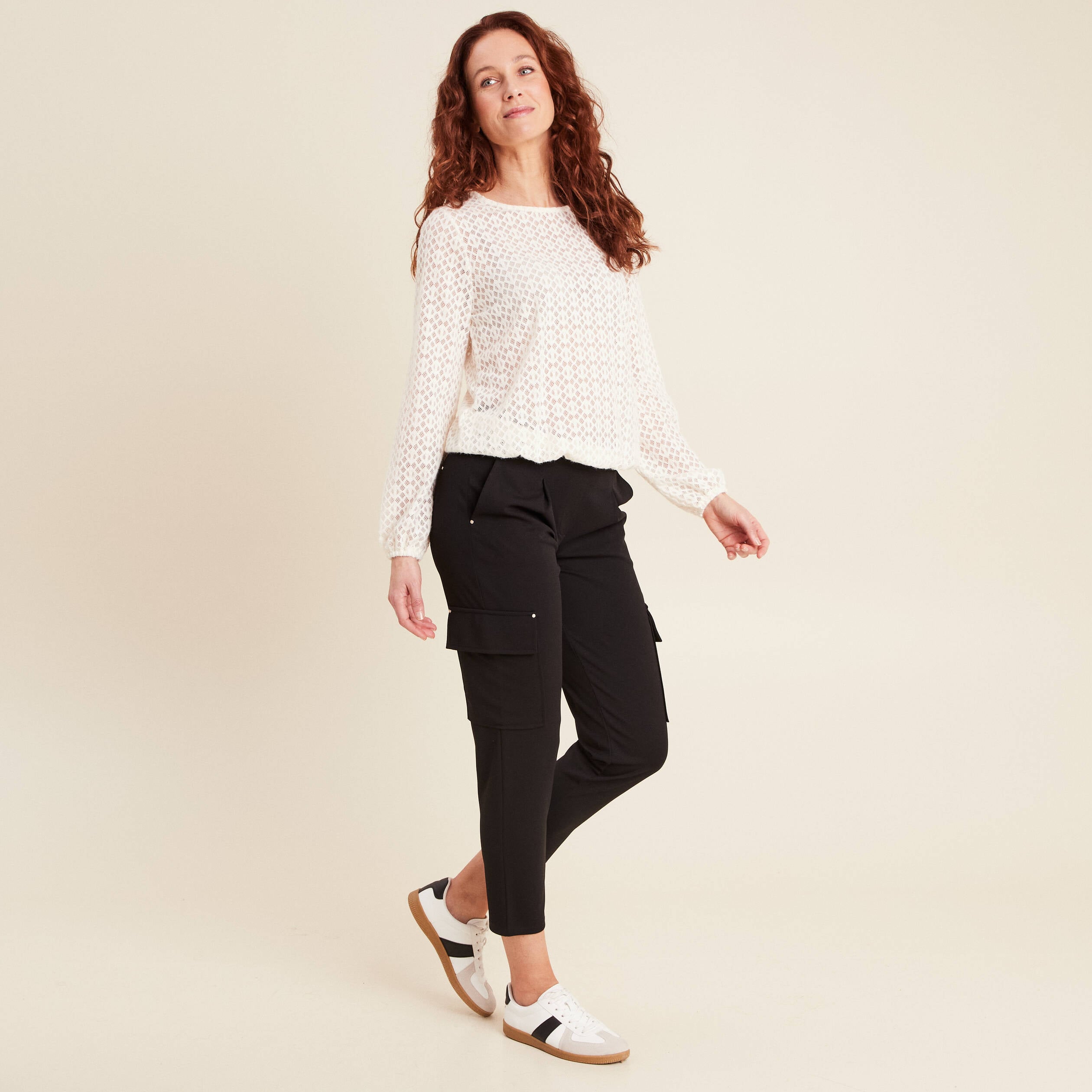 Blouse manches longues ecru femme