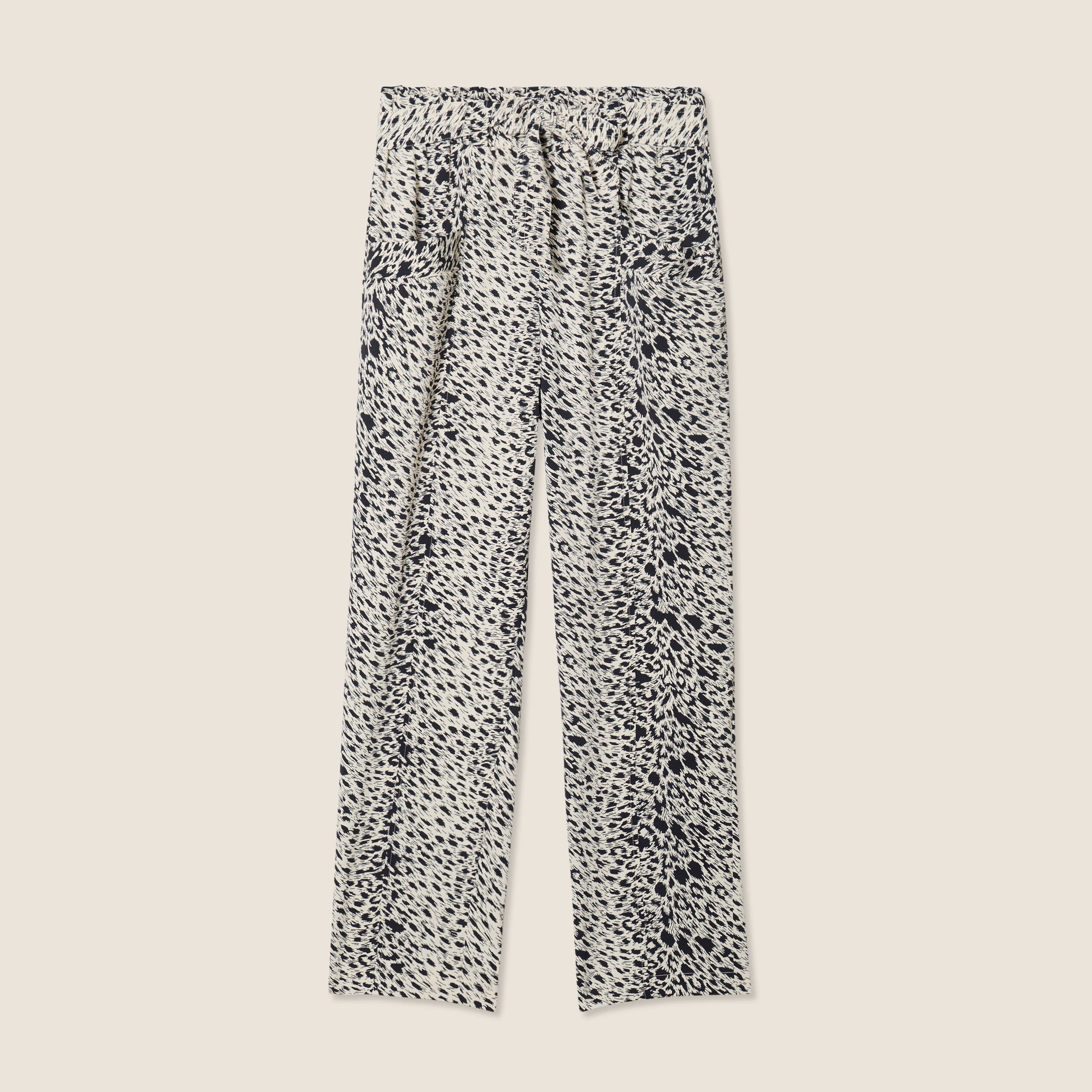 Pantalon flou taille haute ivoire femme