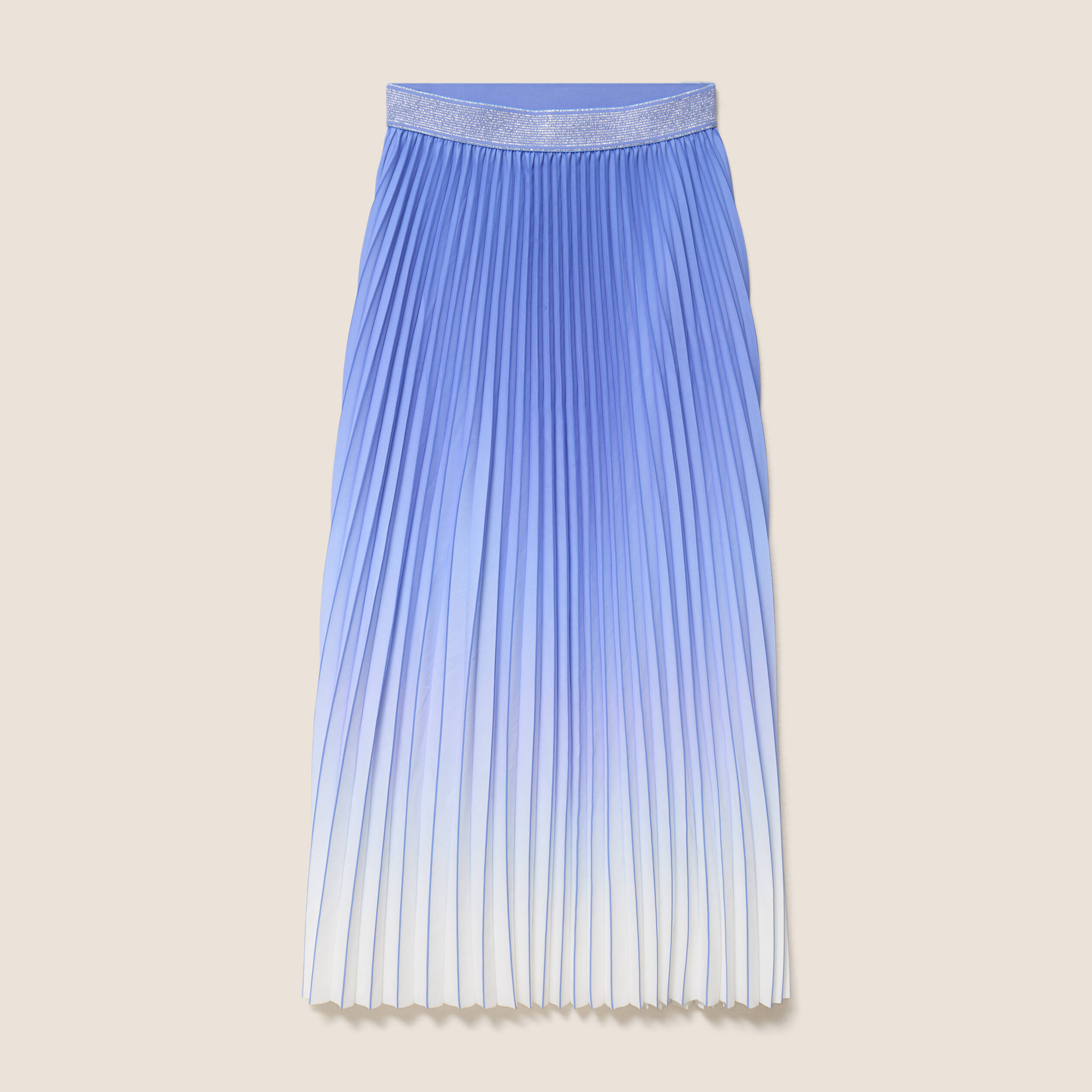 Jupe midi patineuse pliss&eacute;e bleu femme