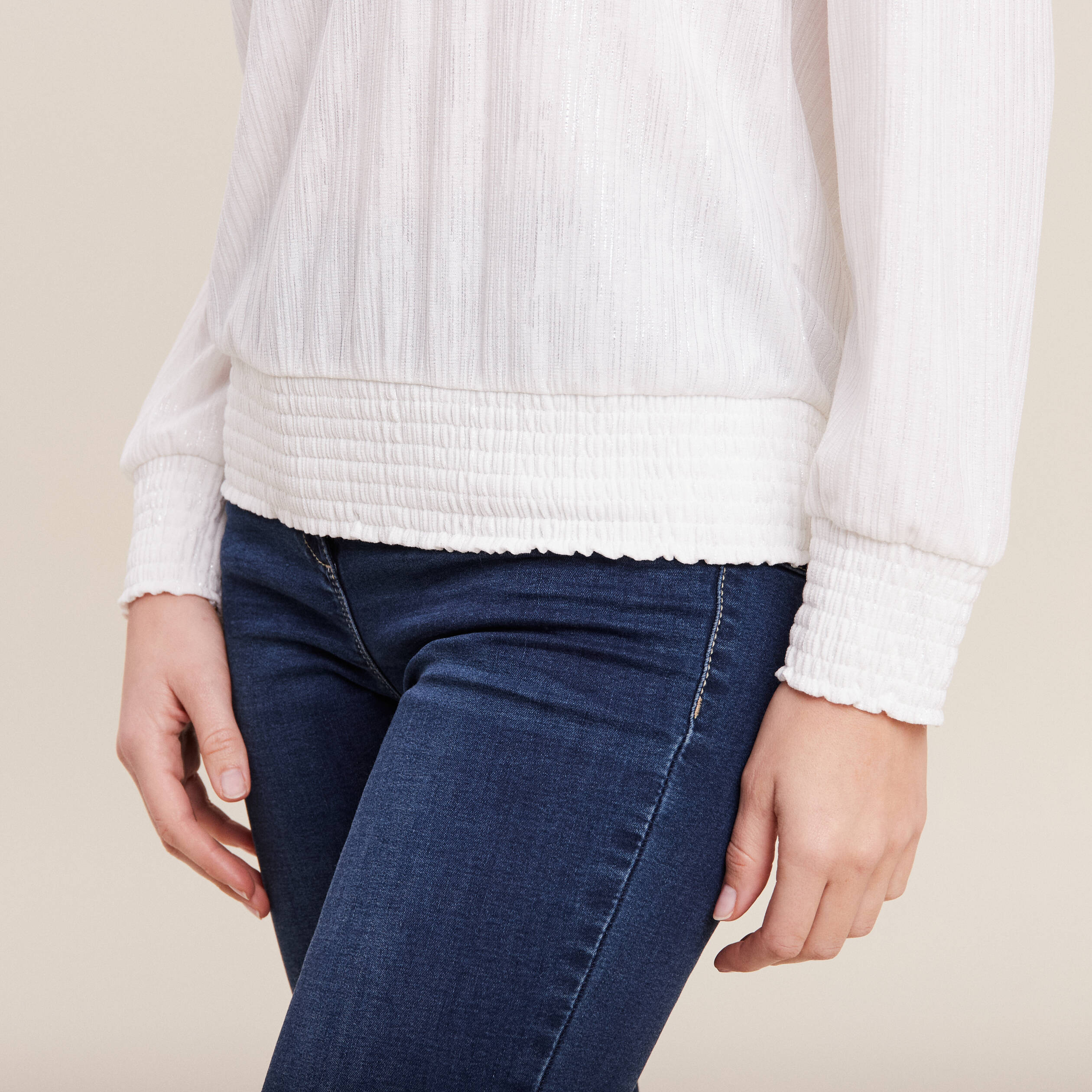t shirt manches longues ecru femme T-shirt manches longues ecru femme