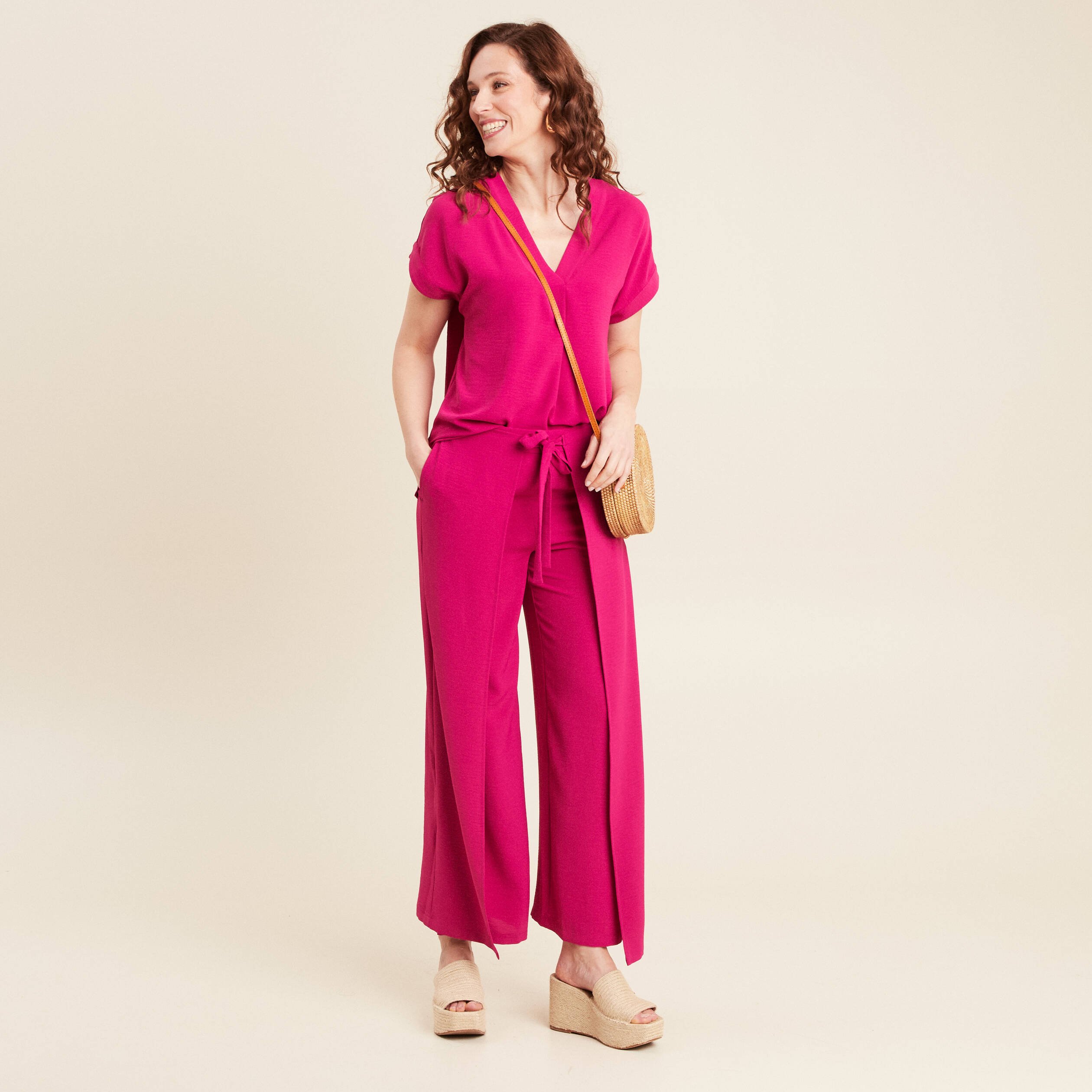 blouse manches courtes rose fushia femme Blouse manches courtes rose fushia femme