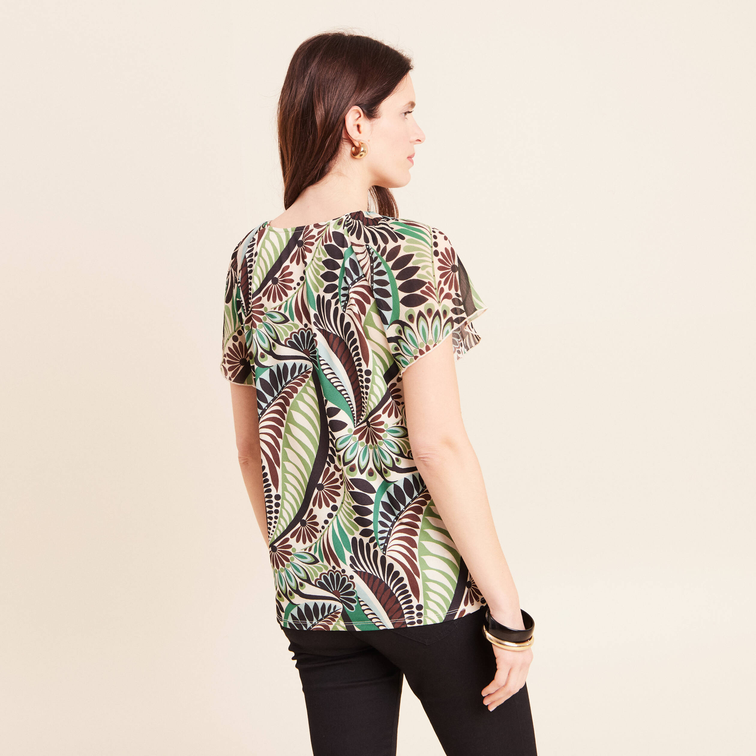 T-shirt manches courtes vert femme