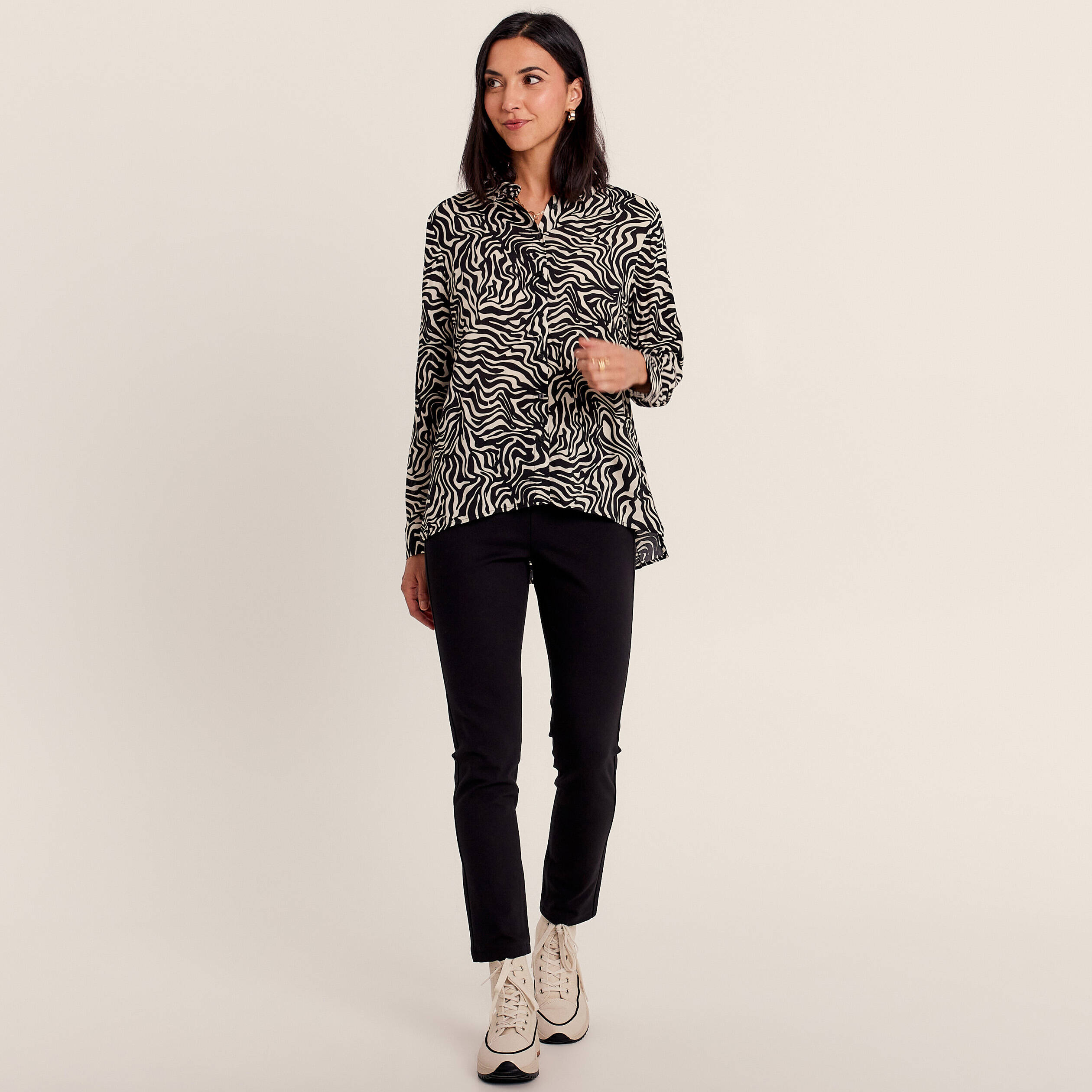 Chemise manches longues noir femme