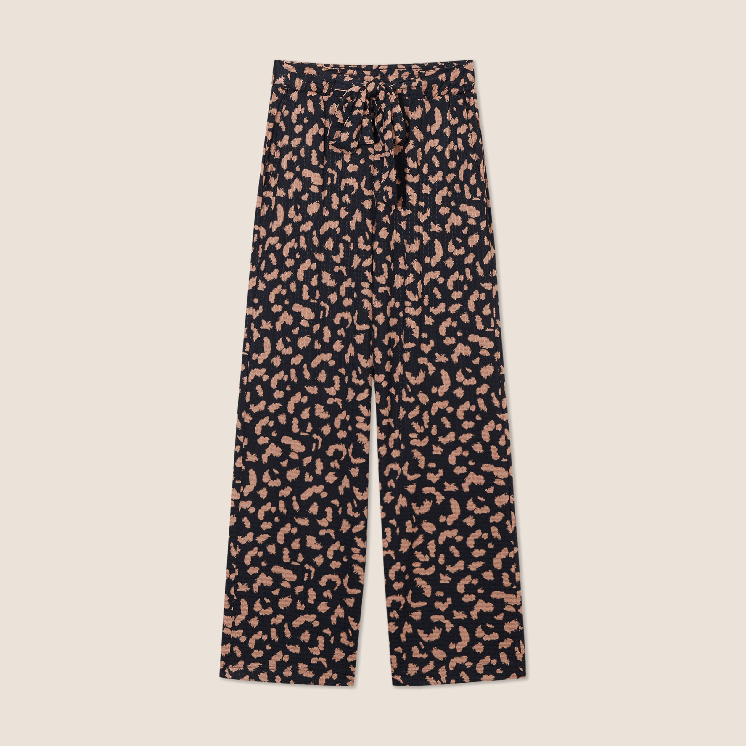 Pantalon ample taille haute noir femme