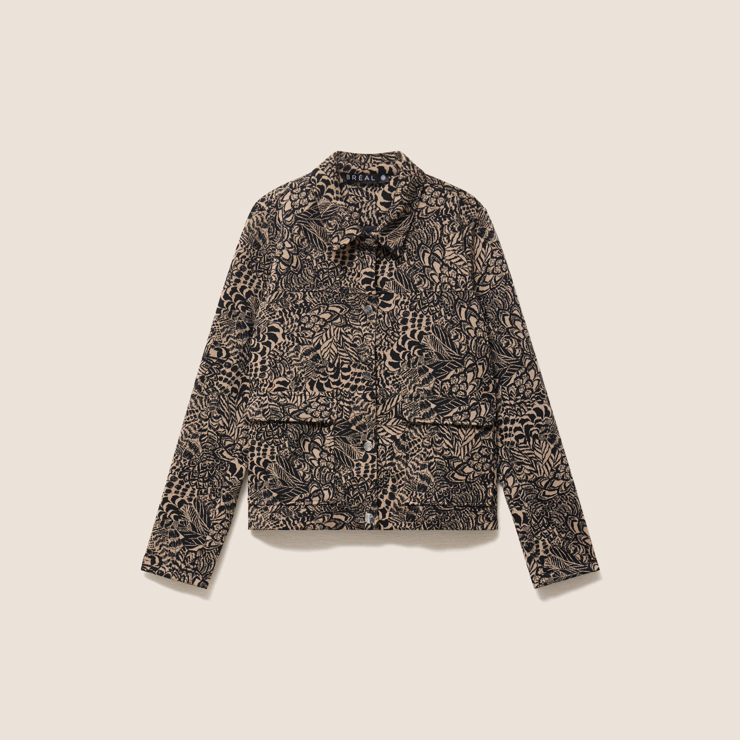 Veste droite doubl&eacute;e beige femme
