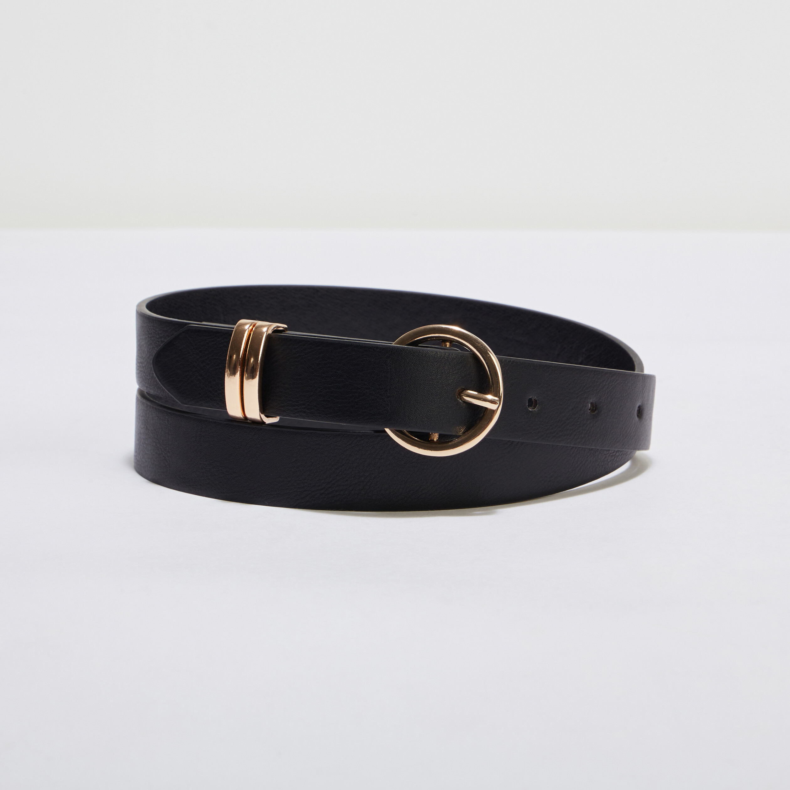 Ceinture passants métal noir femme