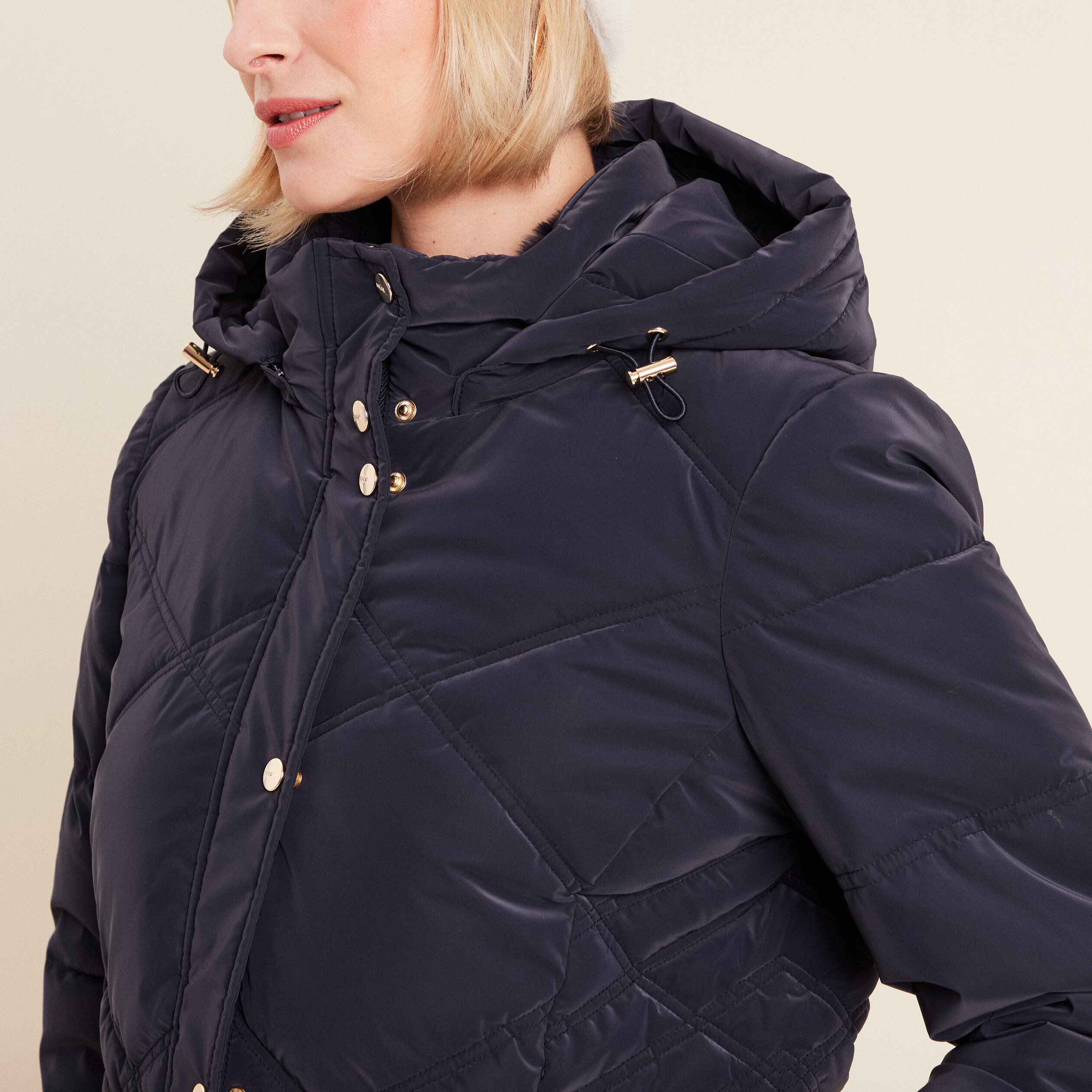 Veste D'hiver Femme Dublin, Taille 16, Bleu Marine Et Rose, Coupe Ajustée
