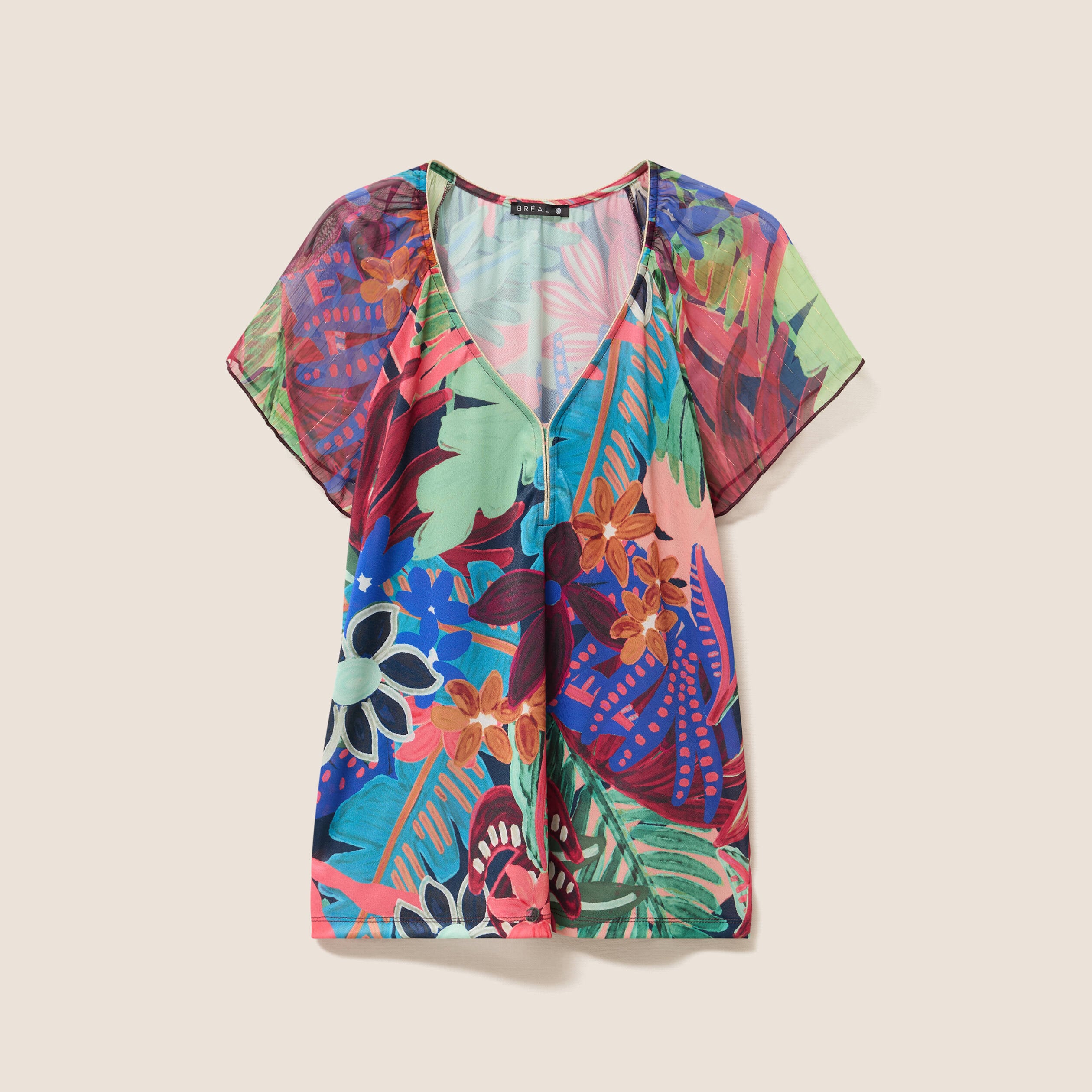 T-shirt manches courtes multicolore femme