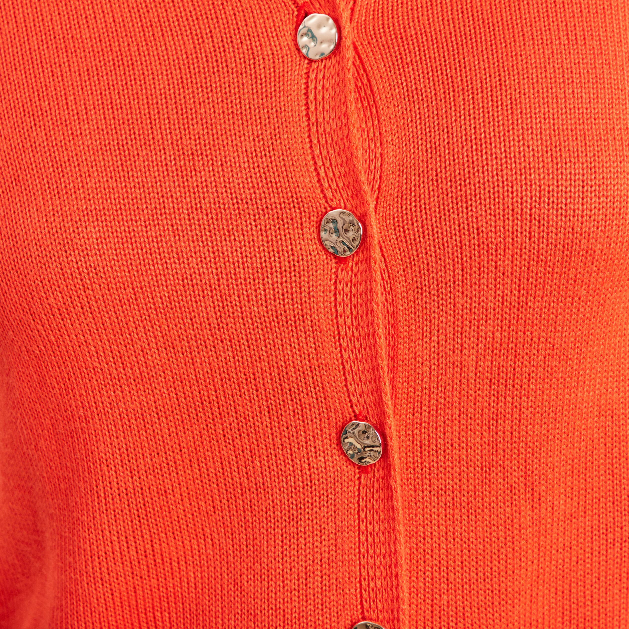 Gilet droit long &agrave; manches longues orange fonc&eacute; femme