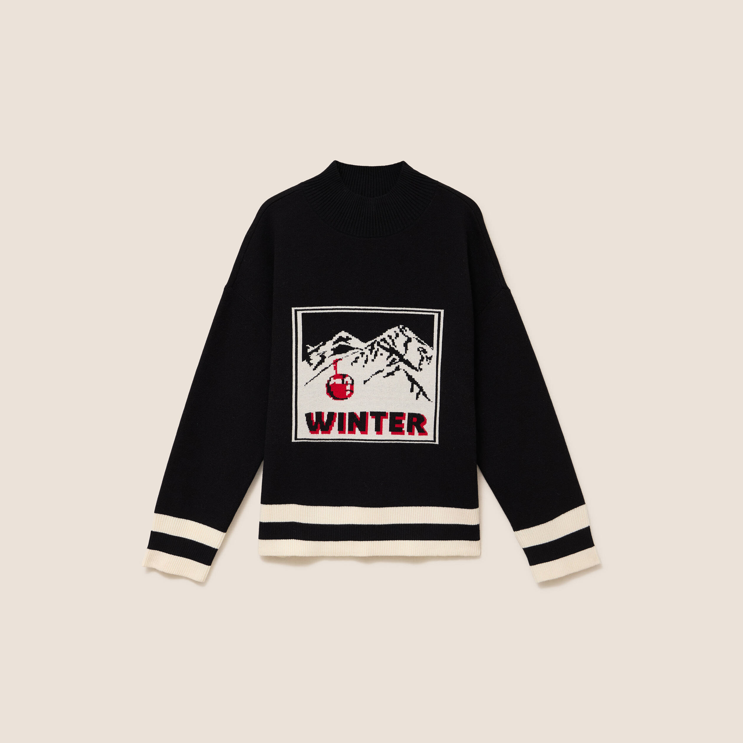 Pull col montant noir femme